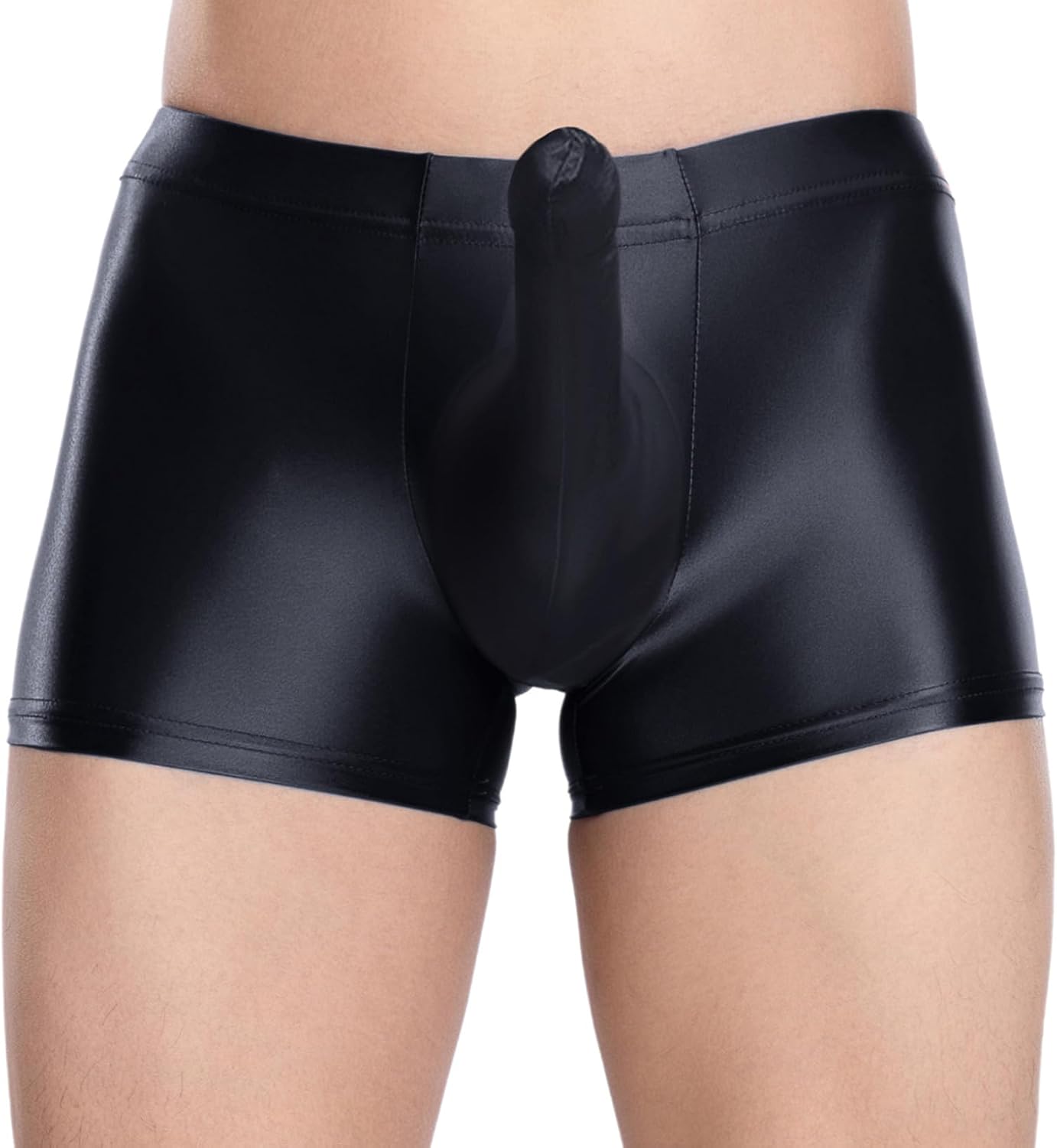 Mens Shiny Oily Briefs Elephant Trunk Boxer Shorts Bulge Pouch Silky Underpants