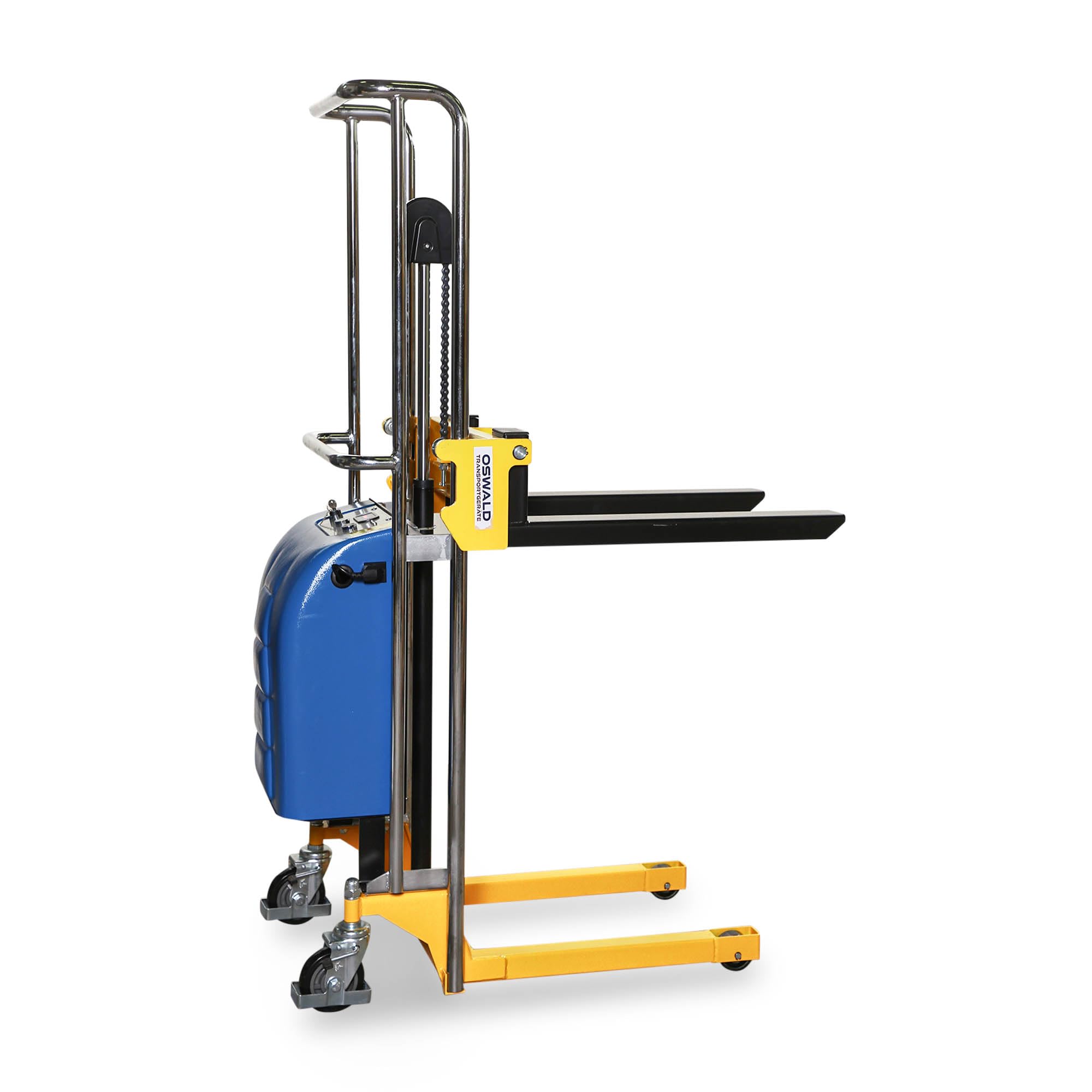 Mini-Stapler semi-elektrisch 400 kg - 1,5 m Hubhöhe - 650 mm Gabellänge - Hubwagen