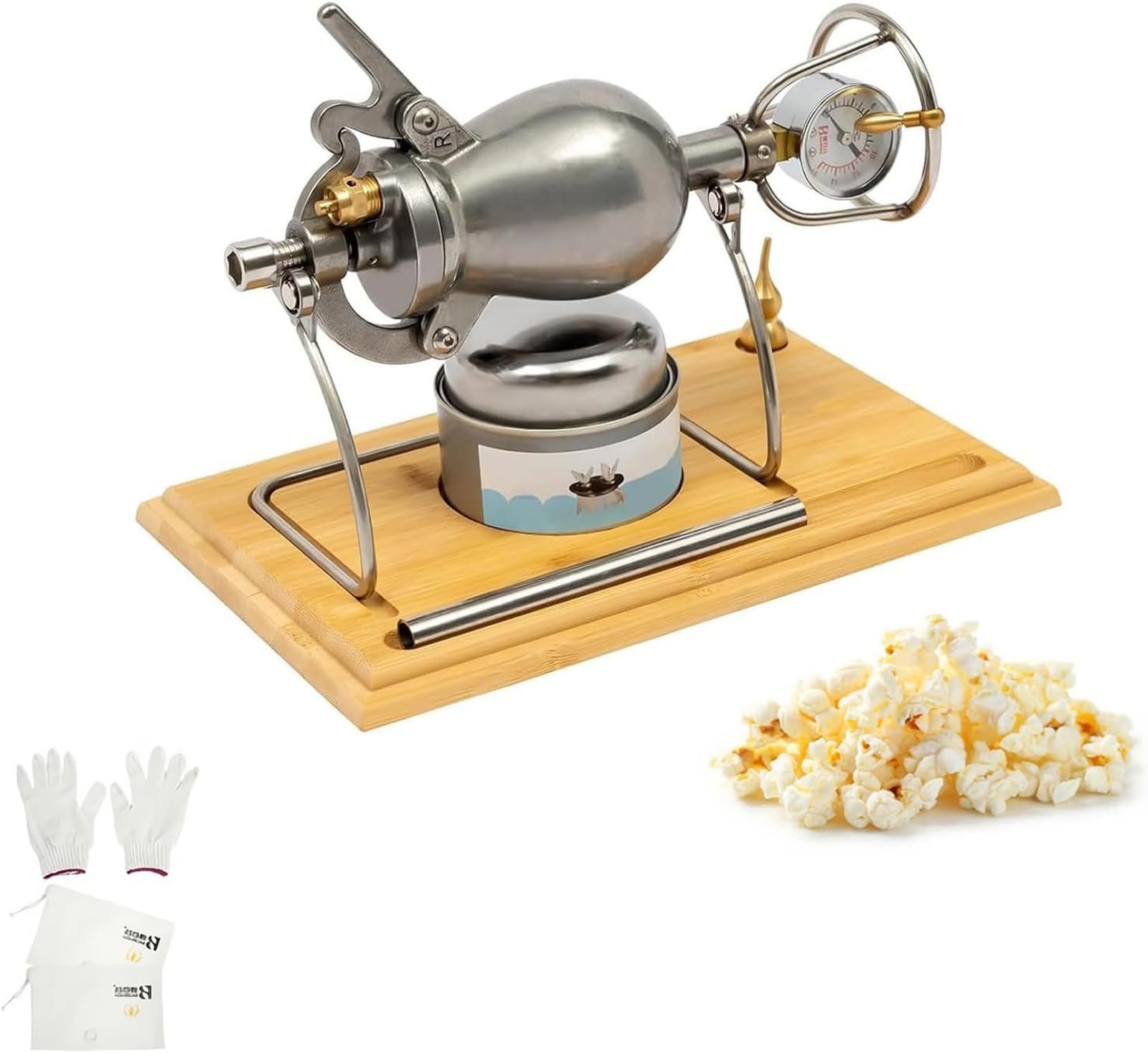 Ręcznie korbowany popcorn ze stali nierdzewnej 304, w stylu retro, idealny do kina domowego, domowych przekąsek i imprez kempingowych na świeżym powietrzu, 200 ml