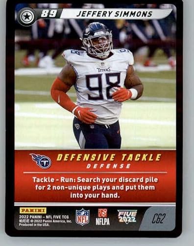 2022 Panini Five NFL #C62 Jeffery Simmons Tennessee Titans NFL Football Trading Card
