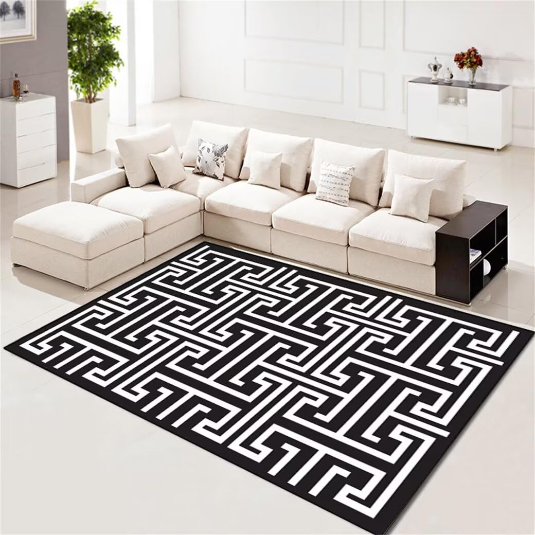 Tapis de salon noir 200x200cm fini les taches avec ce tapis bébé carré