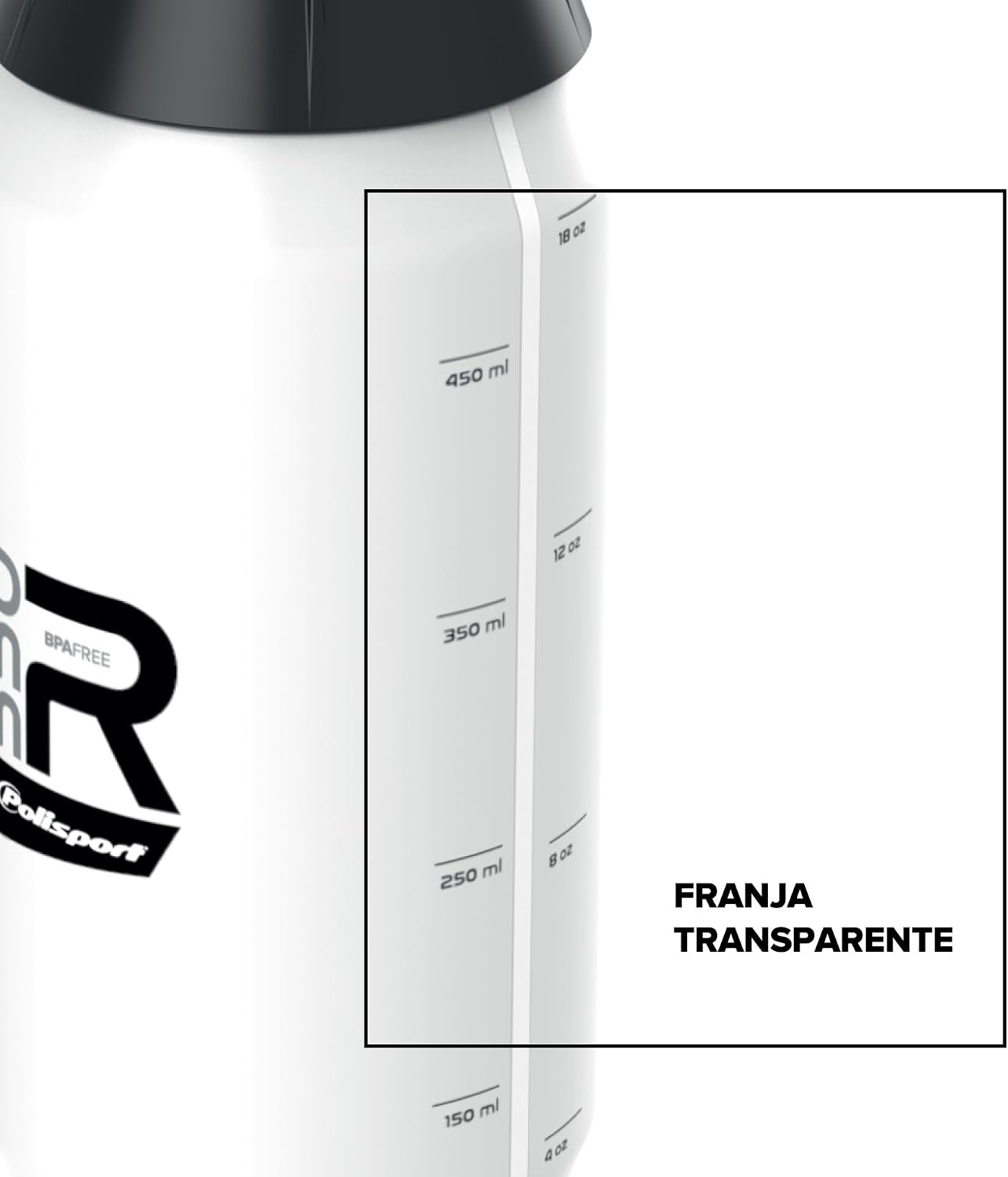 Polisport 8645600036 – R Collection R550 Cycling Jerry Can 550 ml Water Bottle for Cyclists Bicycle, BPA-Free, Black