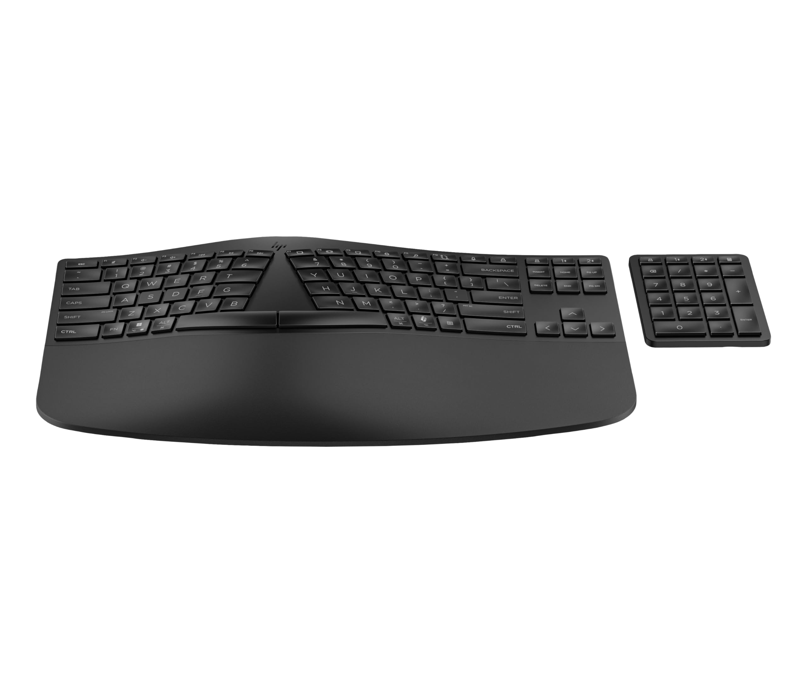 HP 960 Ergonomische Wireless-Tastatur mit separatem Ziffernblock, QWERTZ Deutsches Layout, Bluetooth & 2,4 GHz, 20 programmierbare Tasten, kompatibel mit Windows/macOS/ChromeOS, Schwarz