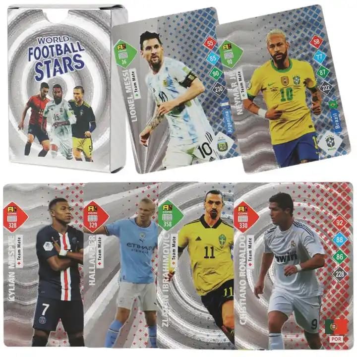 Bestie toys World Cup Soccer Star Card 55Pcs Soccer Trading Cards Gold Foil Cards Silver Sports Souvenirs No Repetition Birthday Kids Men(Silver) 2