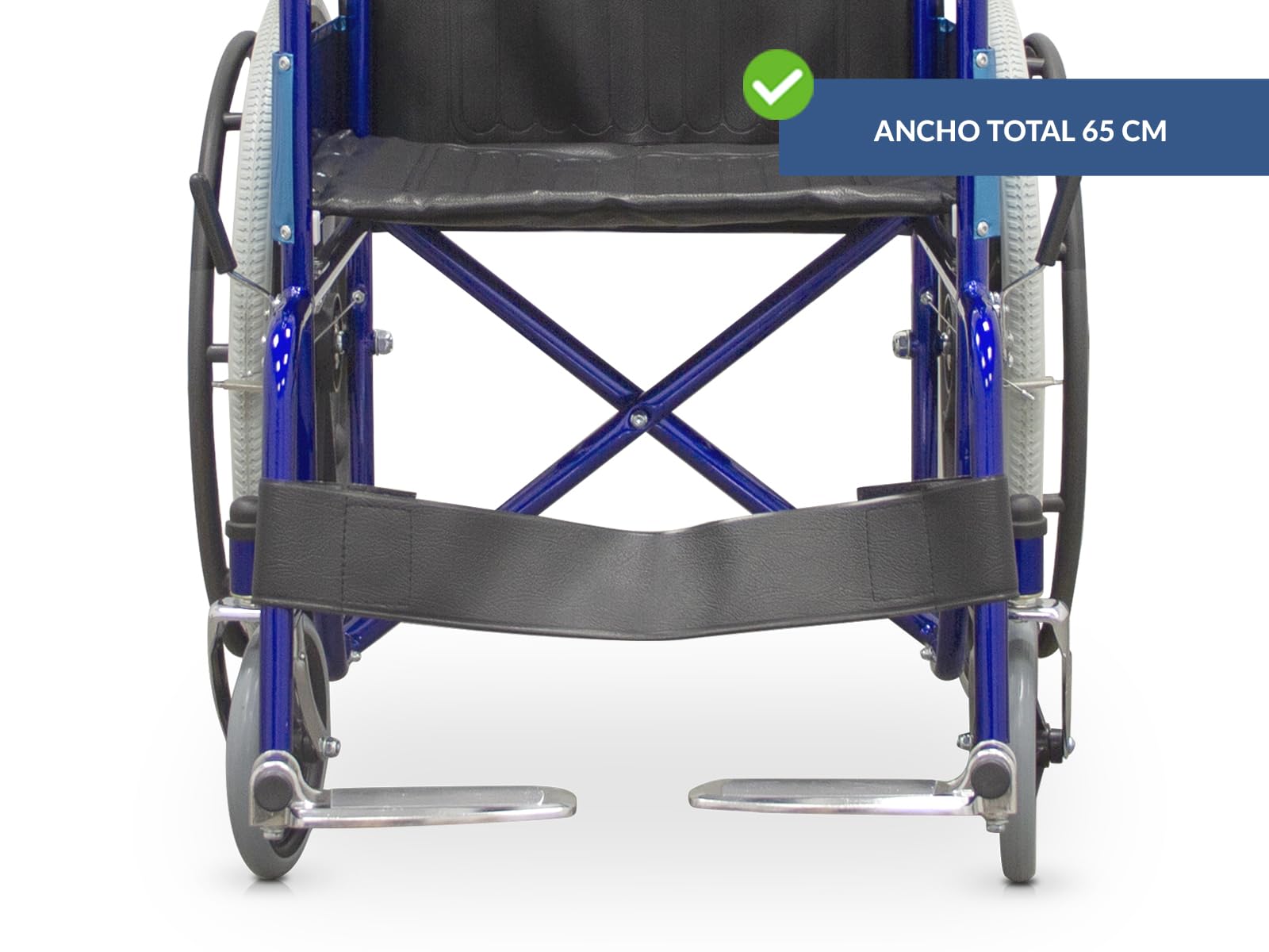 QUIRUMED Silla de ruedas plegable de acero, con frenos de mano y frenos en manetas, Reposapiés abatibles, Fácil plegado, Ligera, Para mayores, Para minusválidos