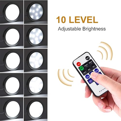 Miniatura 9 de AIBOO Iluminación bajo gabinete de cocina Iluminación LED 12Vcc 8unidades cable negro luces de aluminio redondas para muebles iluminación con