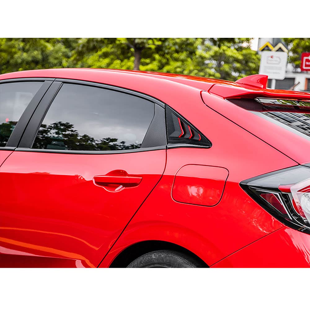ウィンドウルーバー ペアウィンドウスクープルーバートリムカーボンファイバースタイルは、ホンダシビックハッチバックに適しています Pair