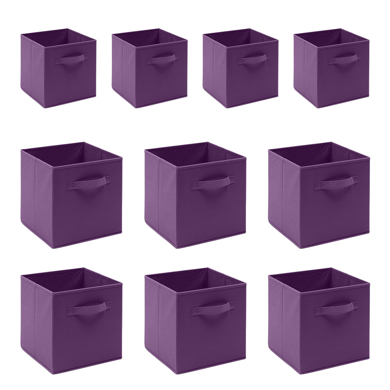 BonChoice Foldable Storage Cubes Boxes with Handle for Home Organization, Fabric Wardrobe Storage Box Organizer Basket Bins for Clothes Toys Towels, Collapsible&Durable (10, Purple 30x30x30cm)