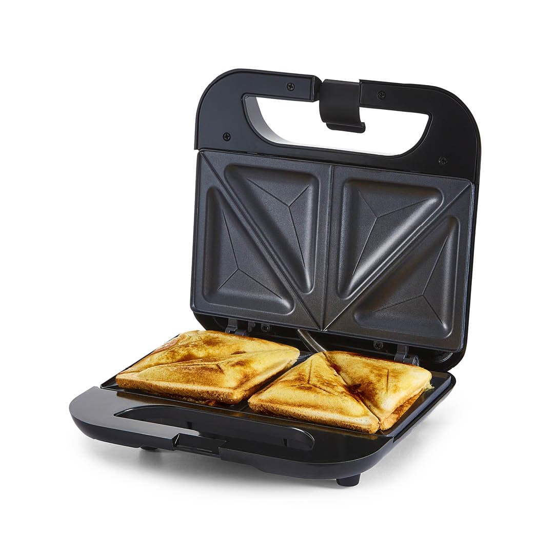 Geepas Toastie Maker | 2 Slice Sandwich Toaster, Cooks Delicious Crispy Sandwiches | 750W, 2 Slice Sandwich Press | Cool Touch Handle, Automatic Temperature Control & Non-Stick Plate