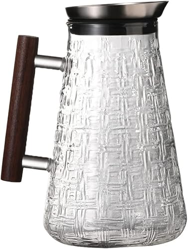 Hervidor de agua fría Jarra de bebidas con mango creativo, hervidor de agua fría de vidrio, hervidor de agua retro para el hogar, adecuado para té