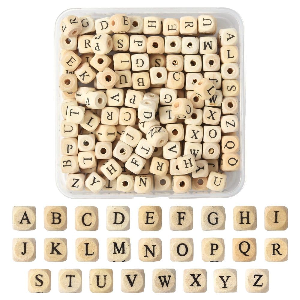 Cheriswelry 208 Pcs Wooden Letter Beads for Bracelet Making Mixed Beads Set with Storage Box for Friendship Bracelet DIY Necklace Jewelry Making Crafting Handmade Decorations