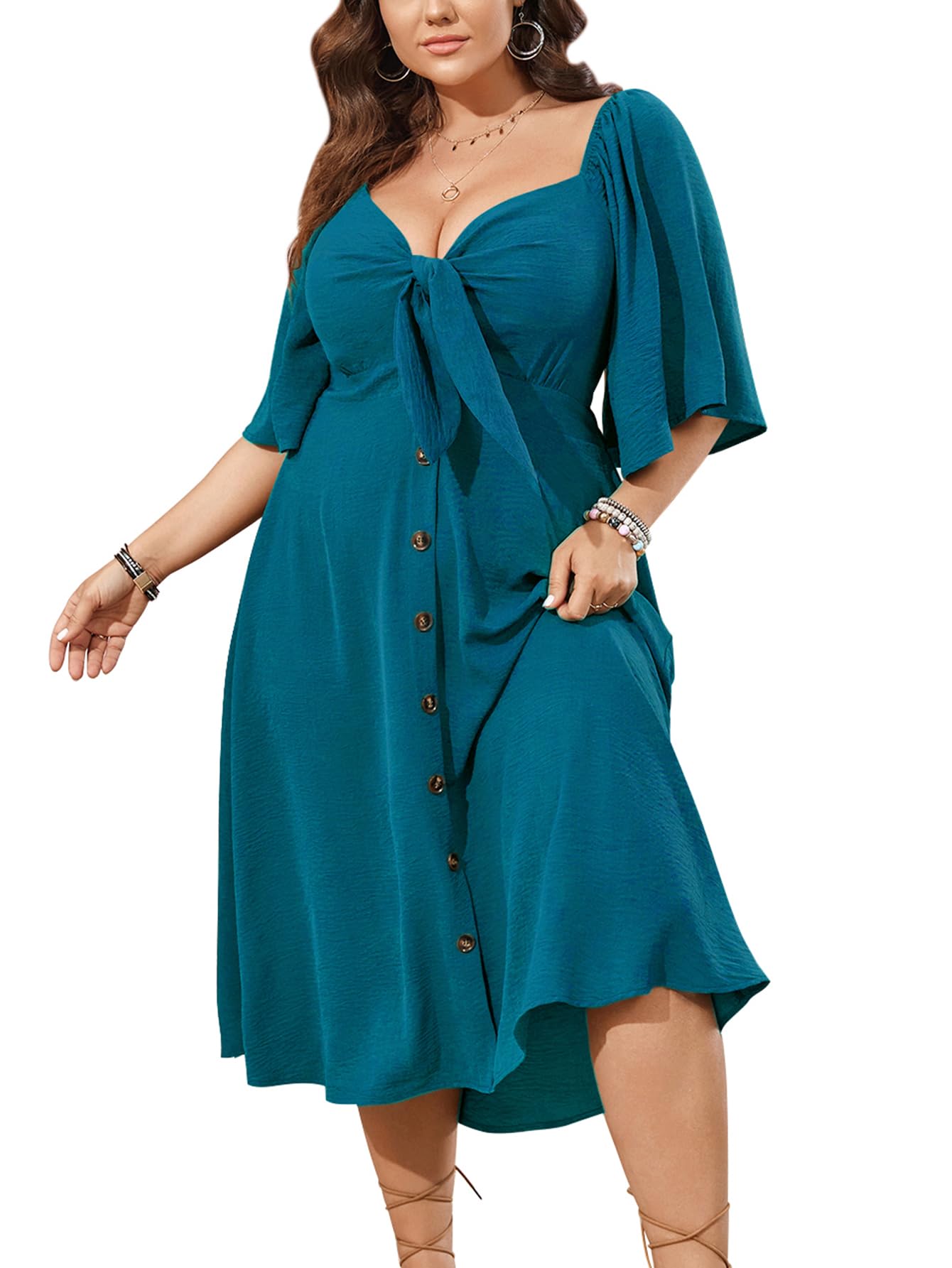 SCOMCHIC Bow Tie Midi Dress