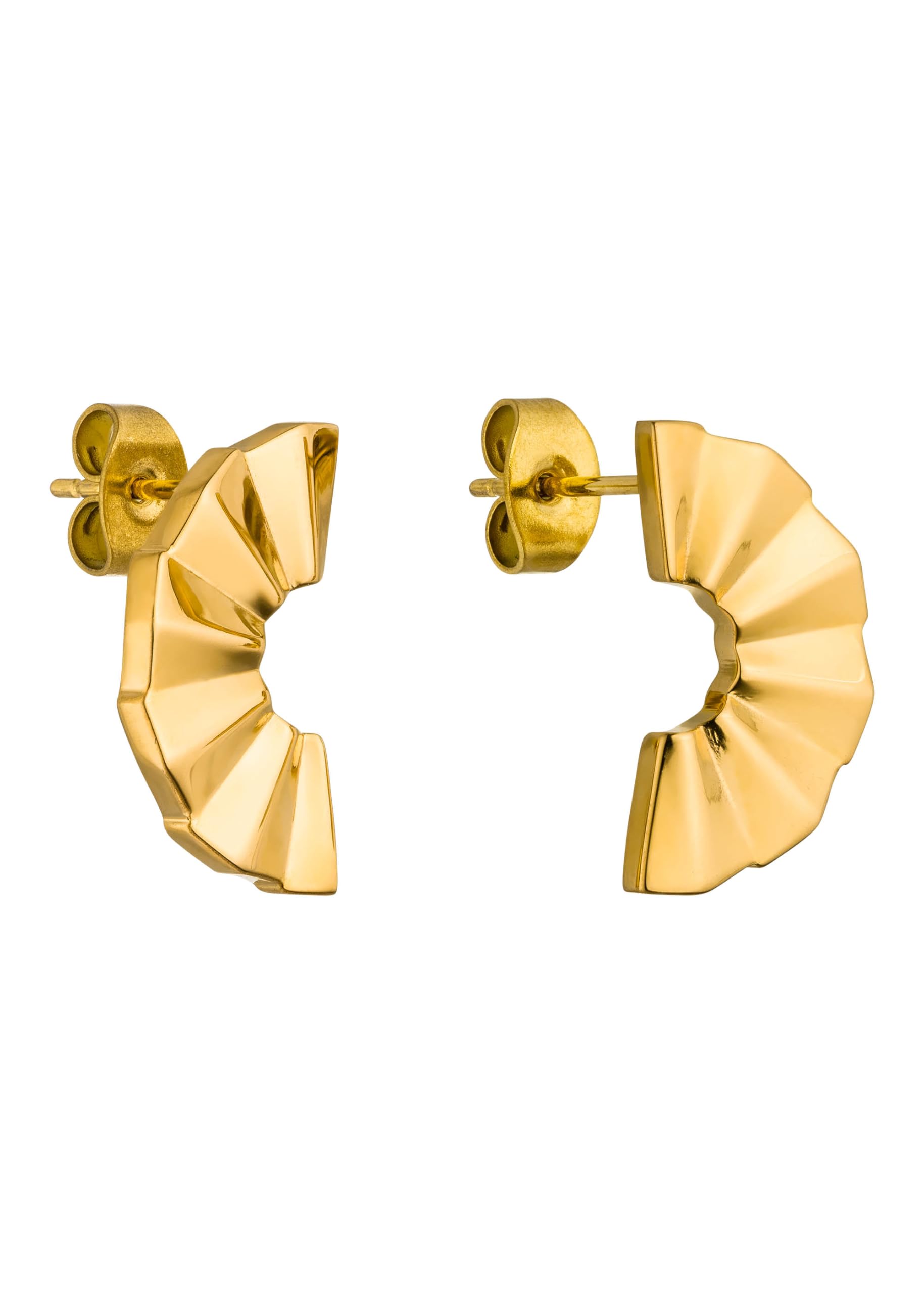 Purelei Fan Ohrringe – Statement Ohrstecker im Fecher-Design mit Zirkonia – Edelstahl 18K vergoldet – 18 x 9,8 mm – Glänzendes Finish – Gold/Silber/Roségold (Gold)