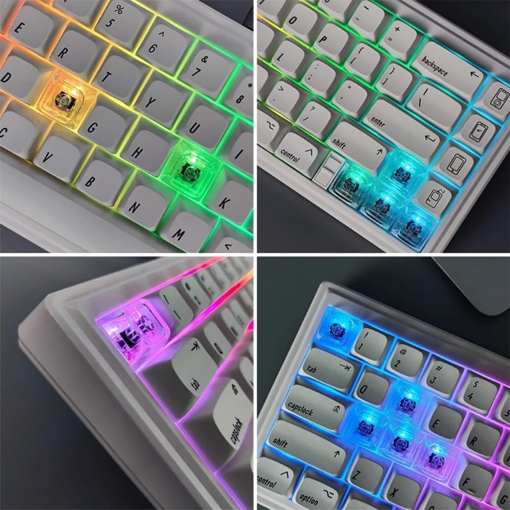 Opakowanie 100 pustych krystalicznie przezroczystych nasadek klawiszy z materiału PC 1U profil XDA R4 do klawiatury mechanicznej z podświetleniem MX Switch (profil XDA przezroczysty, 100 sztuk)