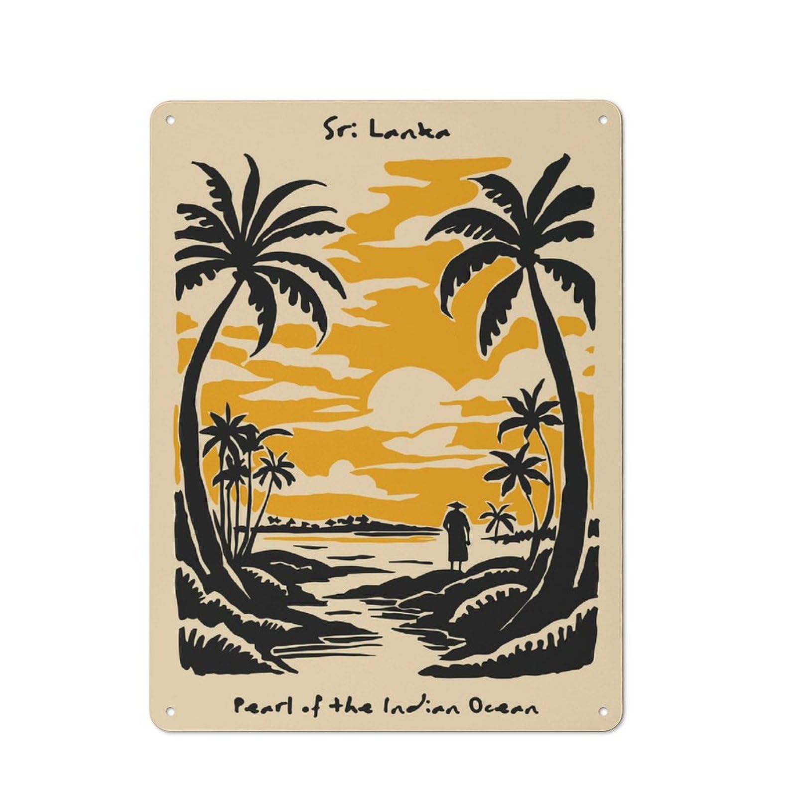 Junmoney Style-14 Vintage Tin Sign 40X30cm With Sri Lanka Pearl Of The Indian Ocean For Garage Or Workshop, For Metal Sign Collectors, For Cafés, Pubs And Restaurants