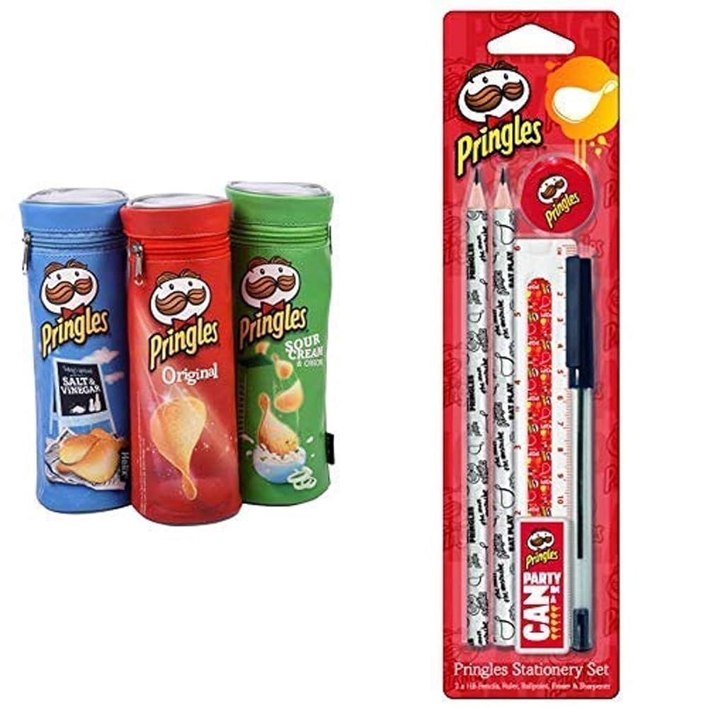 Helix Pringles Design Pencil Case Assorted Colours - Single Case