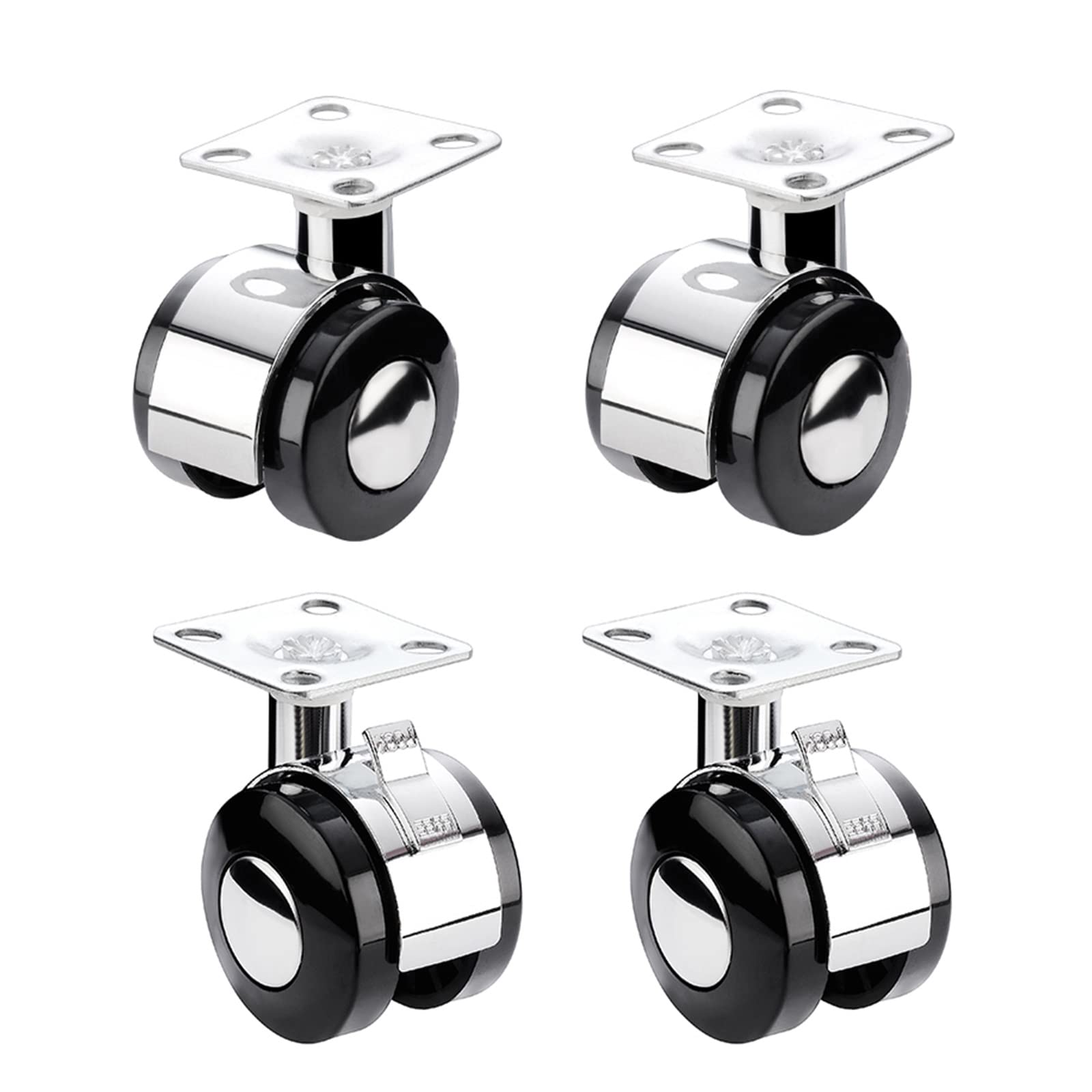 Zguouzantye Chrome 4 Pack 40Mm Swivel Casters Wheels For Furniture