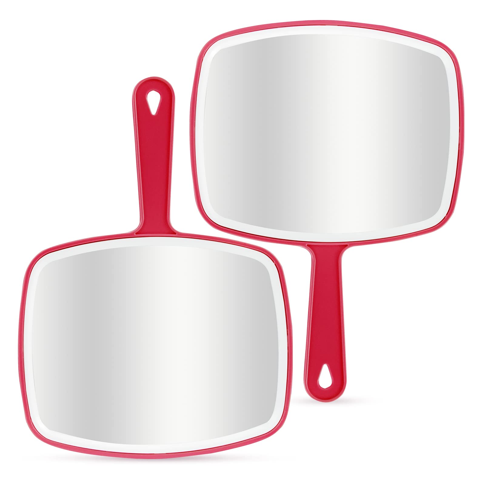 DVHOK 2Pcs Handheld Mirror, Portable Hand Mirror with Hanging Hole in Handle, Red 26.4L x 18.8W cm, 2 Pcs - 26.4L x 18.8W cm