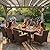 Devoko Outdoor Patio Dining Sets 9 Pieces Wicker Outdoor Dining Table and Chairs Set with Acacia Wood Table Top and Widened Armrests for Backyard, Garden, Deck (Brown)