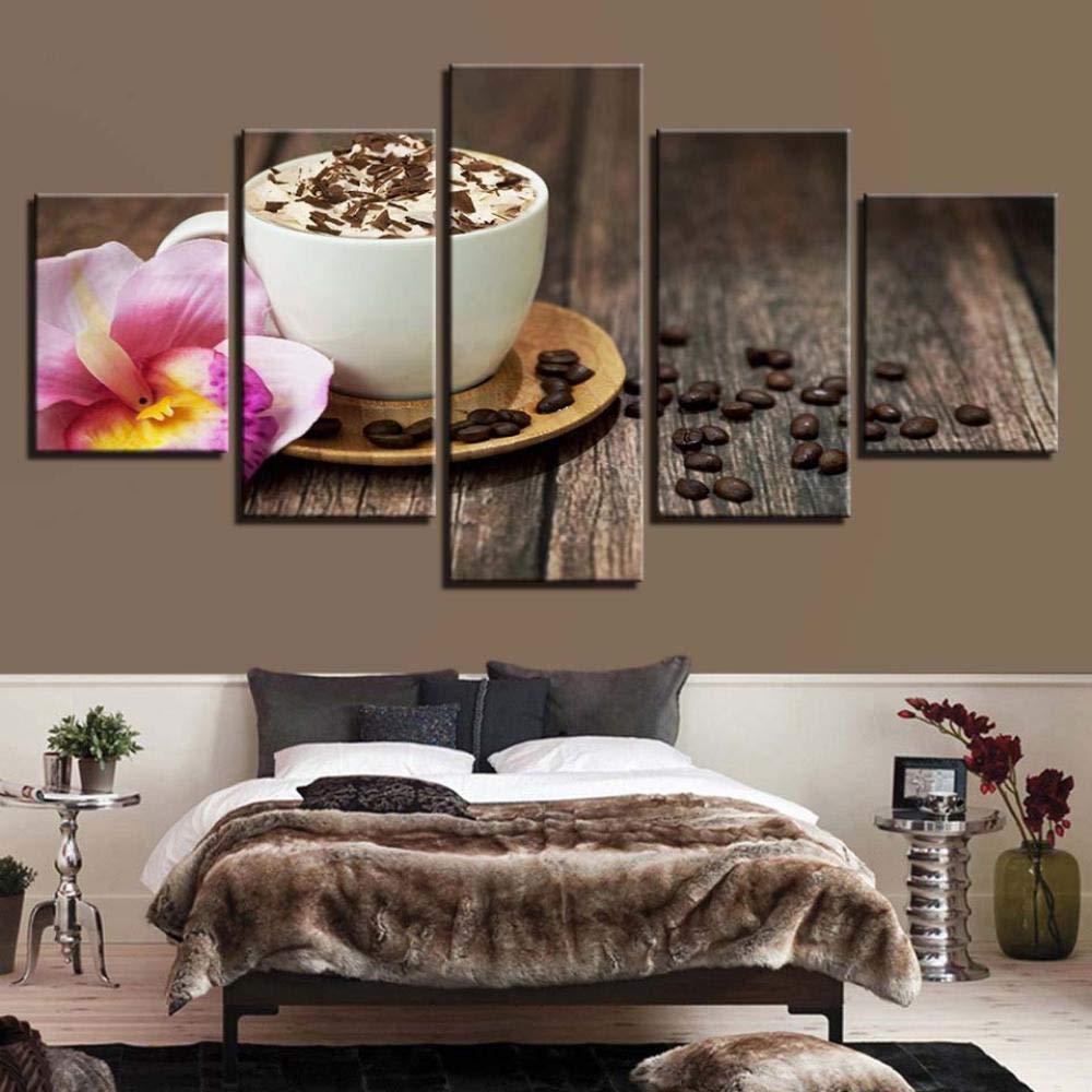 Impresiones sobre Lienzo HD Lienzo Arte De La Pared Decoración del Hogar Marco Cartel 5 Panel Café Chocolate para Sala De Estar Impreso Moderno Cuadros Pintura Animal Fotos