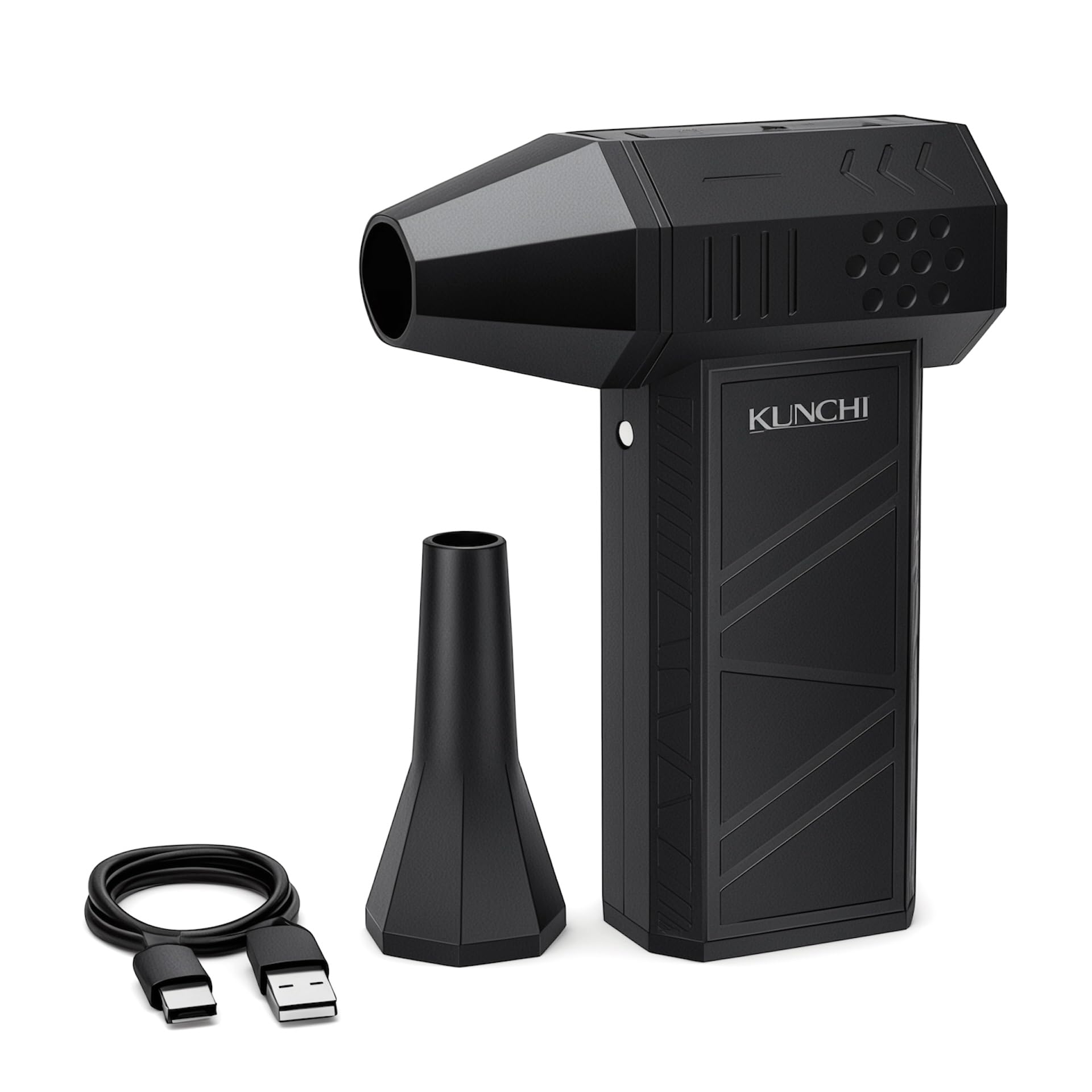 KUNCHI Cordless Portable Air Blower | 8000mAh Rechargeable Battery | 150000 RPM Voilent Fan | High-Speed BLDC Motor | 3 Speed | Small LED | USB Type-C | Cleaning for Car, Laptop Sofa & Home (X6 PRO)-image-36
