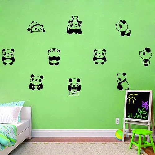 Miniatura 3 de 10 calcomanías de pared con diseño de panda pequeño, estilo nórdico, lindos animales, calcomanías de pared para habitación de niños, habitación de