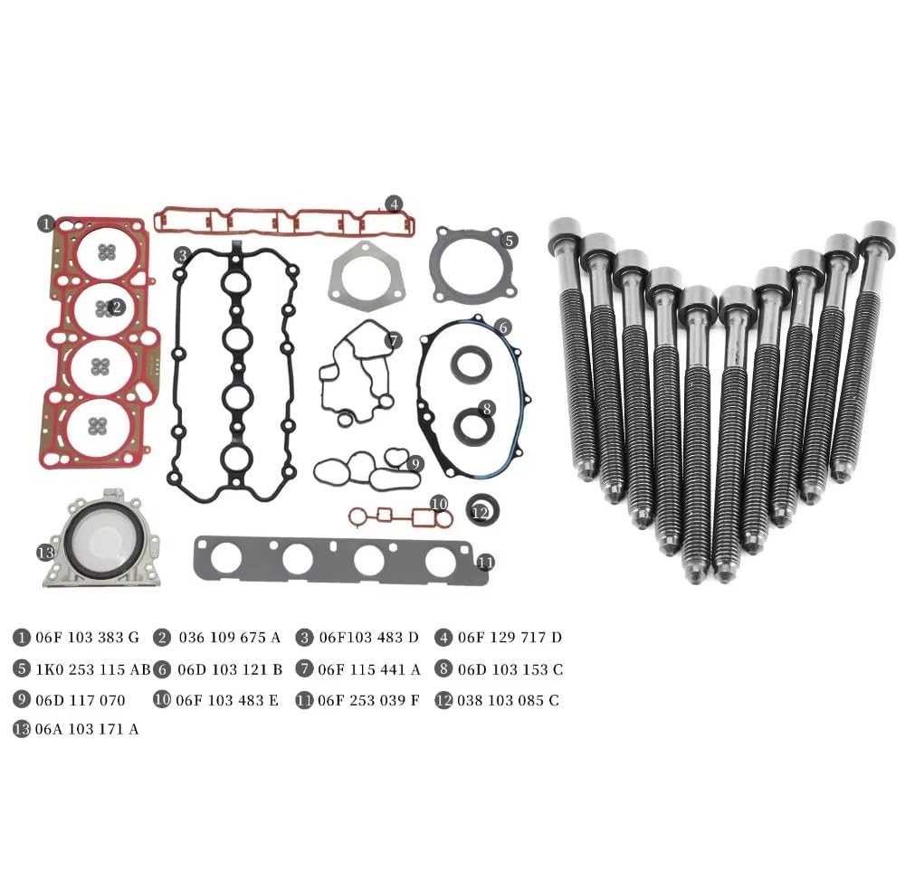 Set de juntas culata auto 06-10 Juego Completo De Pernos Junta Para VW Para GTI 1K Para TT Para A6 Para C6 2.0T BPY BWA