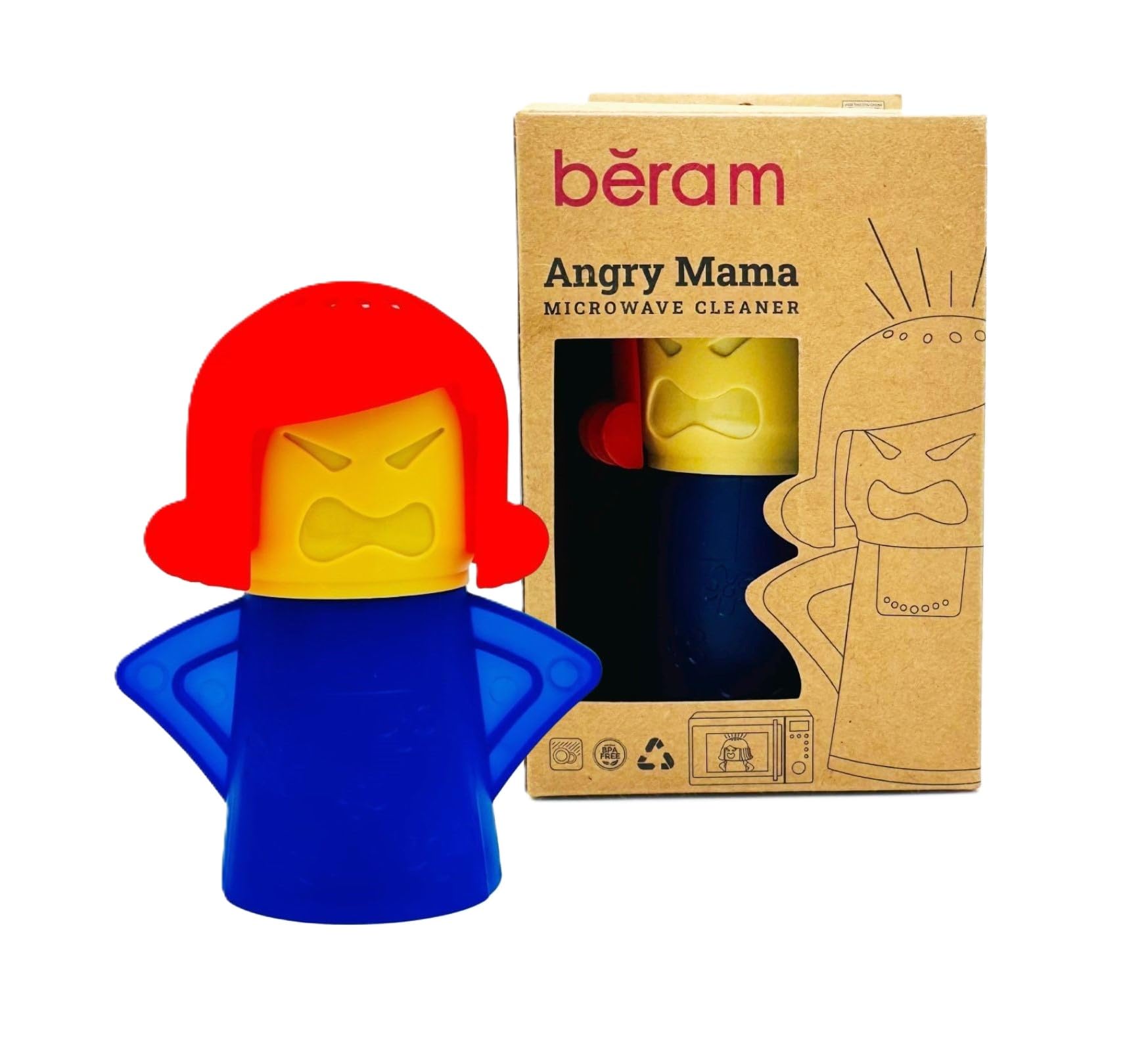 BERAM Angry Mama Microwave Cleaner – Steam Cleaning Tool for Microwave and Oven Easy Grease Removal Kitchen Cleaning Accessory