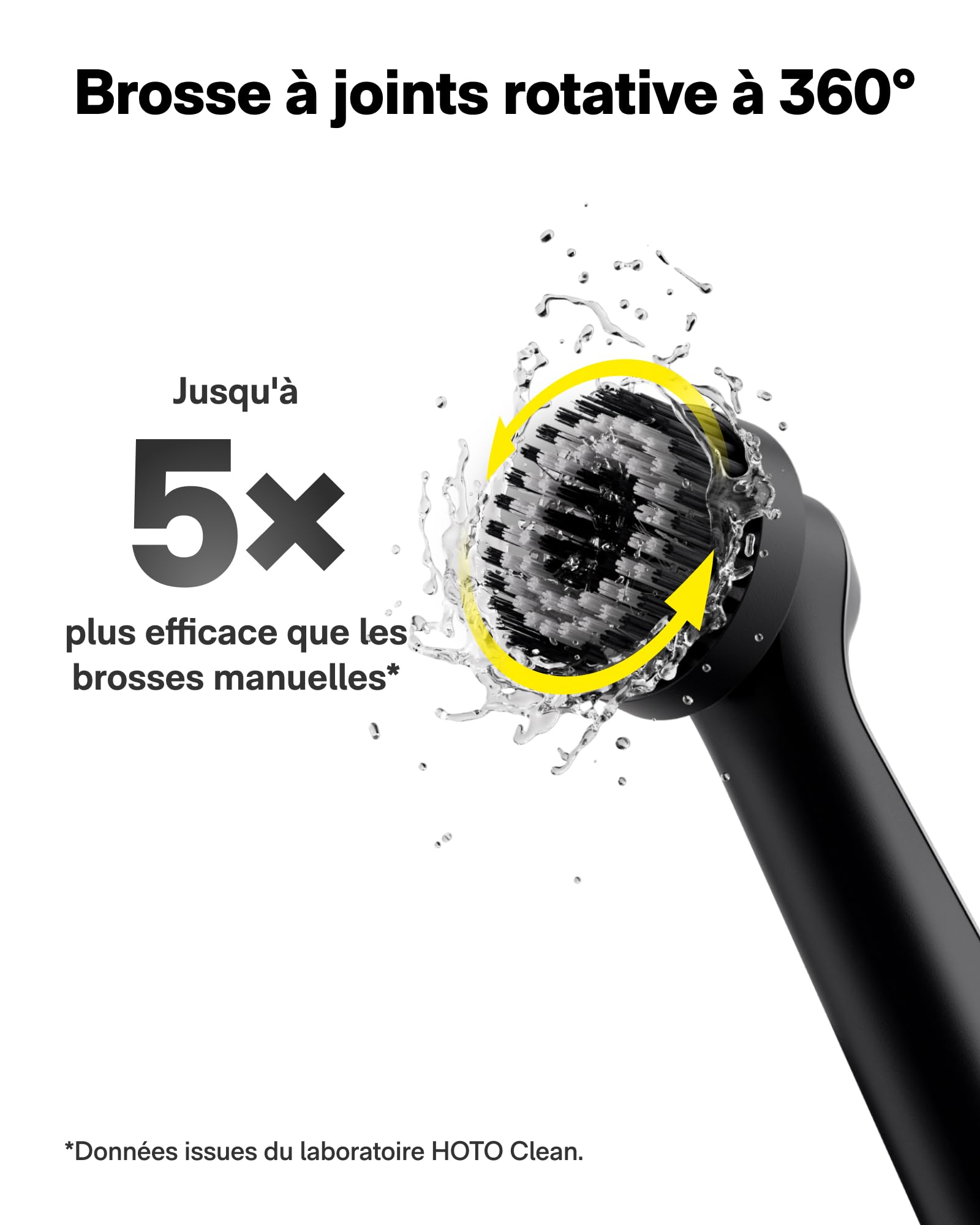 HOTO Wand™ Brosse Nettoyage Electrique Rechargeable IPX7 Étanche, Brosse Électrique Nettoyante Rotative | 12 Têtes Interchangeables - Joints, coins, cuisine & salle de bain