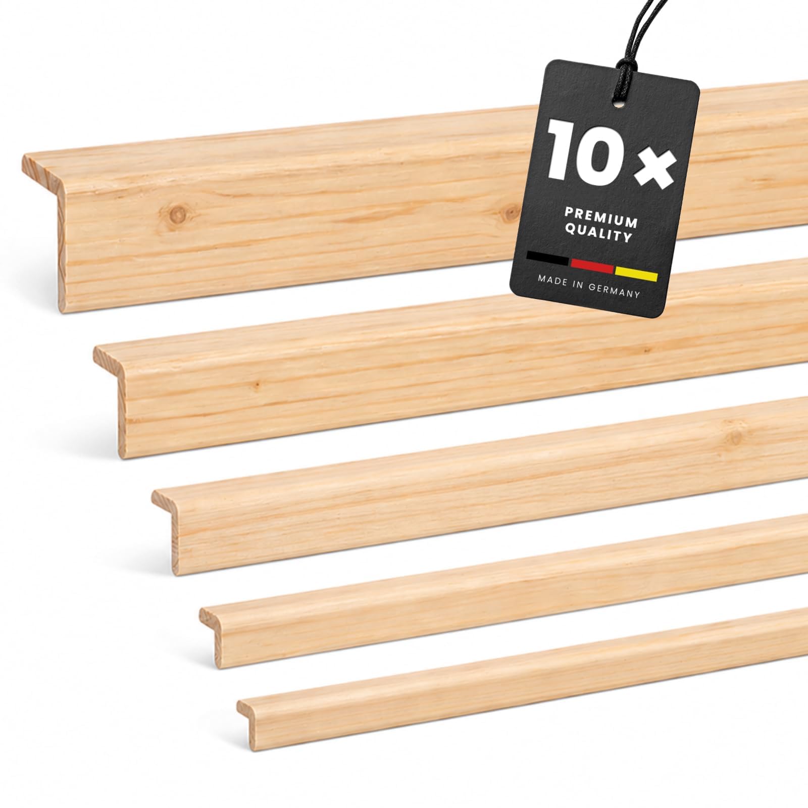 KGM 10x Winkelleisten Kiefer 40x40 mm, Länge 2400 mm – Massivholz roh Holzleisten Eckleisten für Kanten & Ecken
