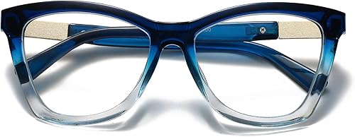 Bevi Gafas de lectura antifatiga ocular con bloqueo de luz azul, marco grande cuadrado de gran tamaño con bisagra de metal para mujeres y hombres