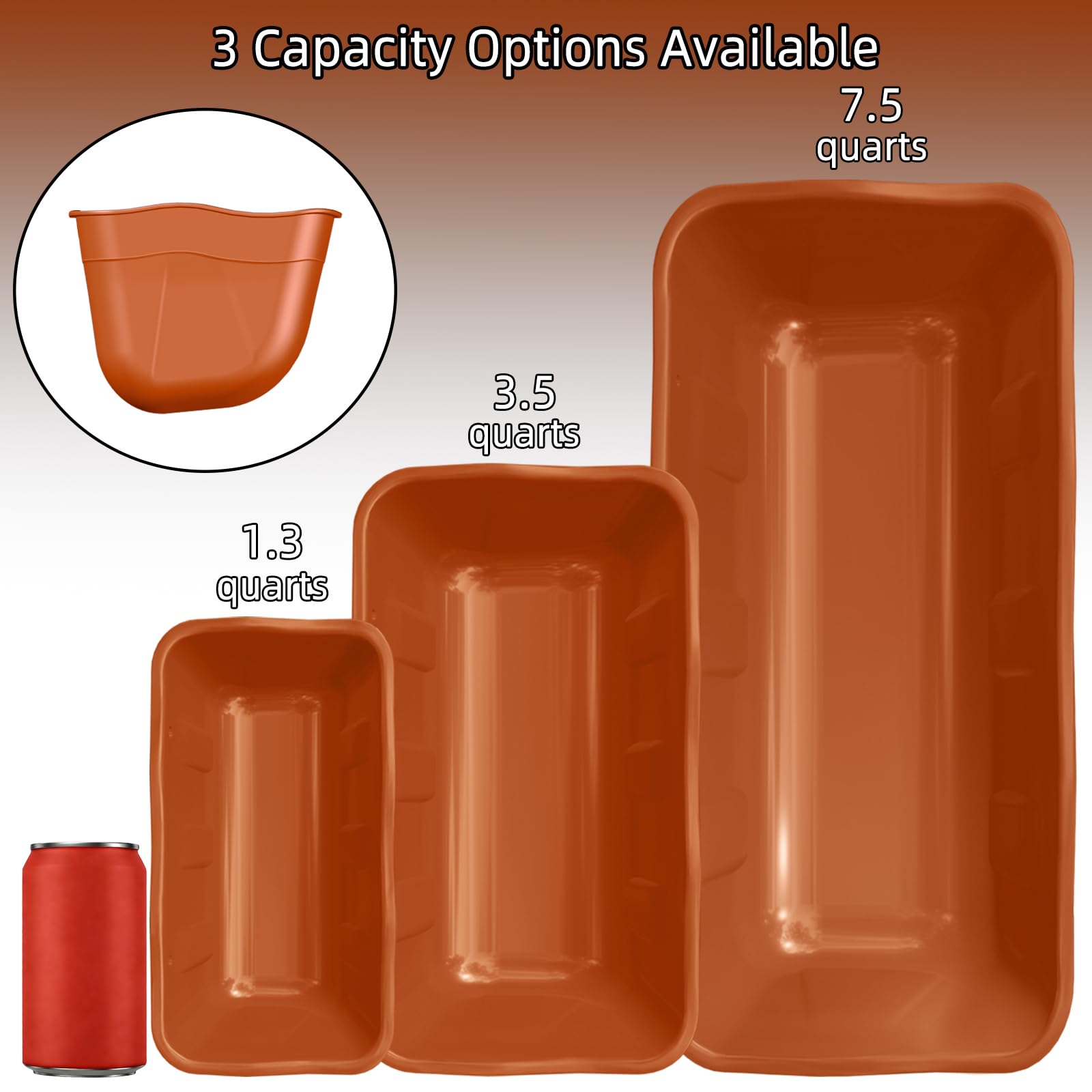 Mangiatoie per capre appese, abbeveratoio per polli, mangiatoia media da 3,5 litri, confezione da 6 pezzi, fioriera da appendere per pollame e bestiame, terracotta