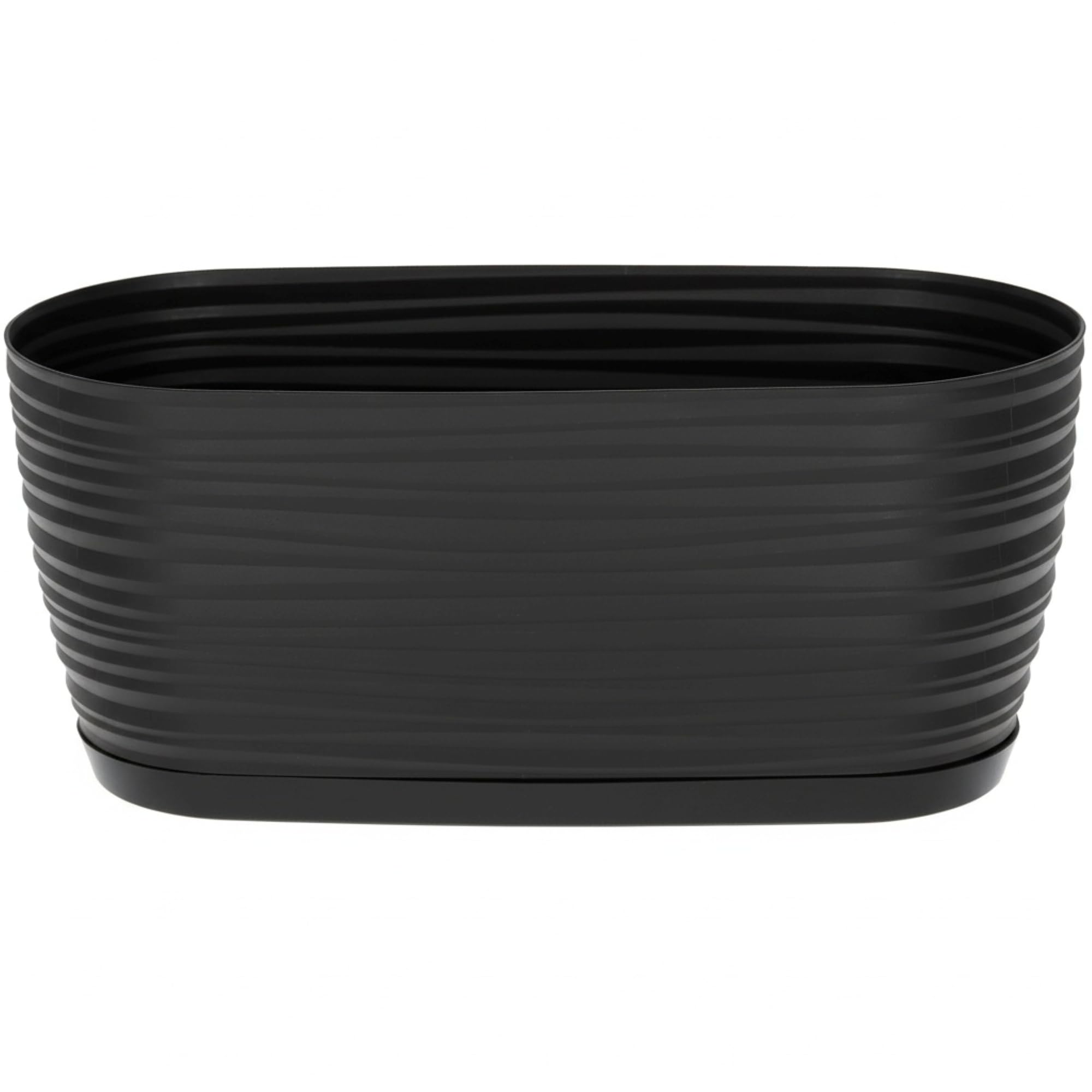SPARKLE PLANTS Sahara Indoor Plant Pots – Modern Plastic Flower Pots with Drainage Hole & Saucer – 7 Sizes, 8 Colours for Succulents, Herbs, Flowers & Houseplants (27 cm, Black, Oval)