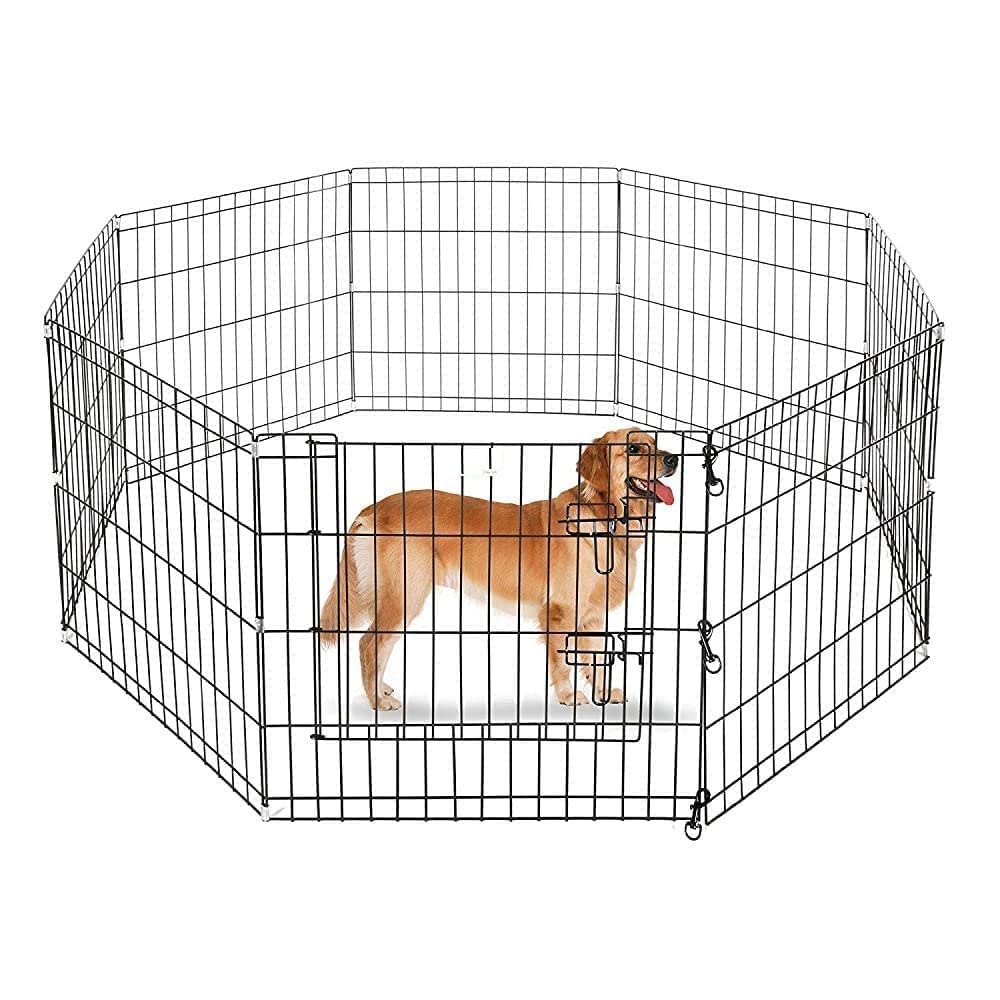 Foldable Metal Pet Dog Exercise Fence with Pen Gate, Foldable Metal Dog