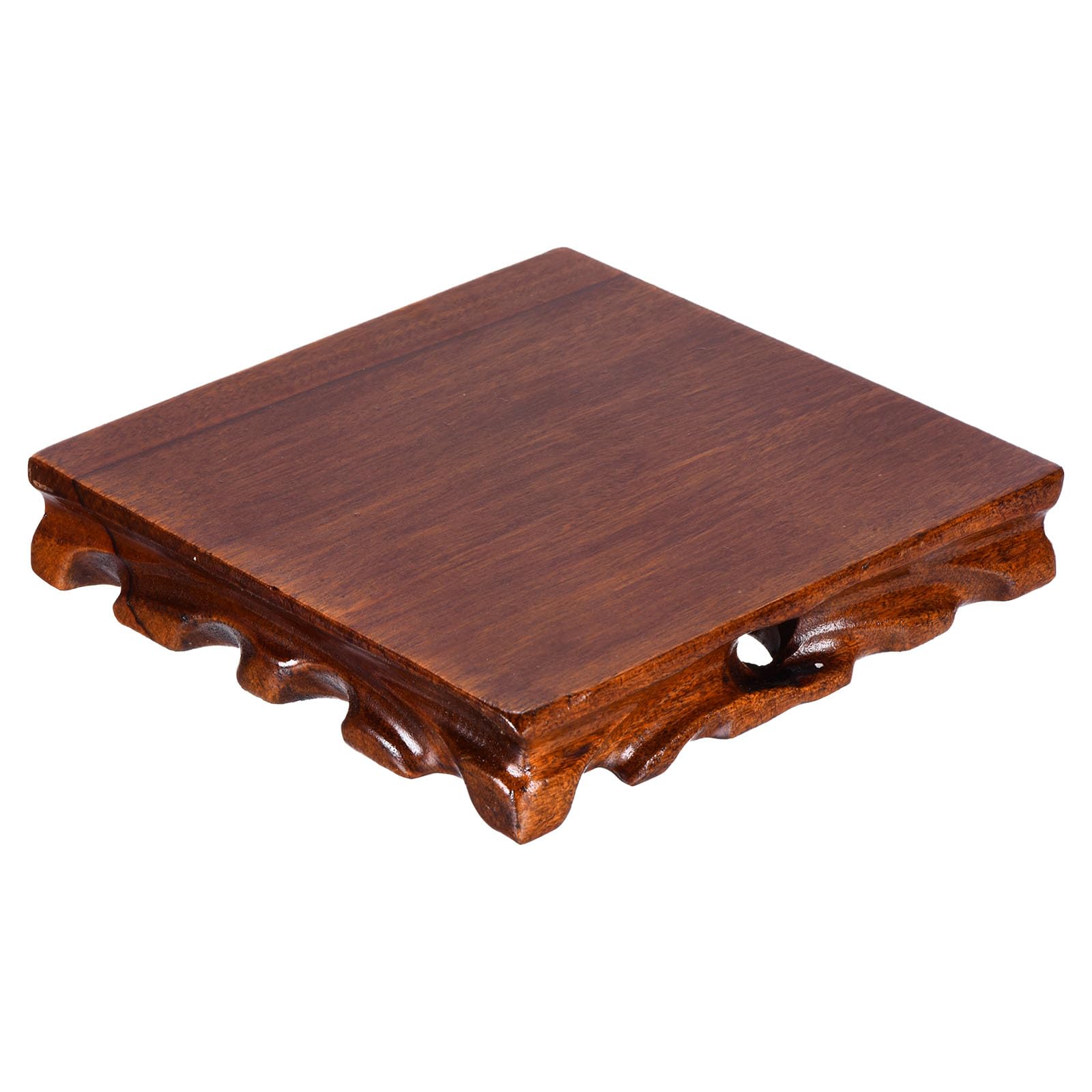 PATIKIL Wooden Display Stand, 6.5 x 6.5 Inch Square Teapot Vase Bonsai Base Wood Stand Holder for Home Office Decoration