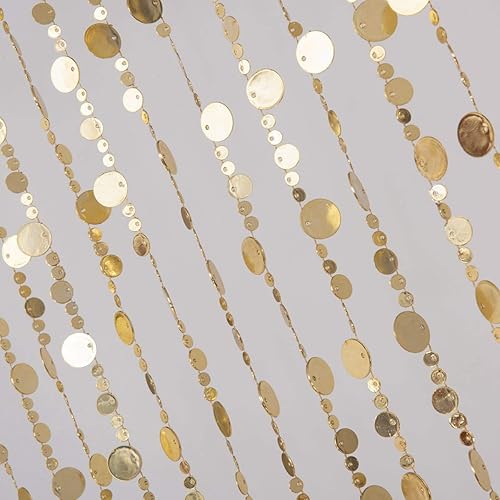 Miniatura 6 de FlavorThings Cortina de cuentas de burbujas doradas de 3 pies de ancho x 6 pies de largo, cortina de pared con flecos, ventana divisora de