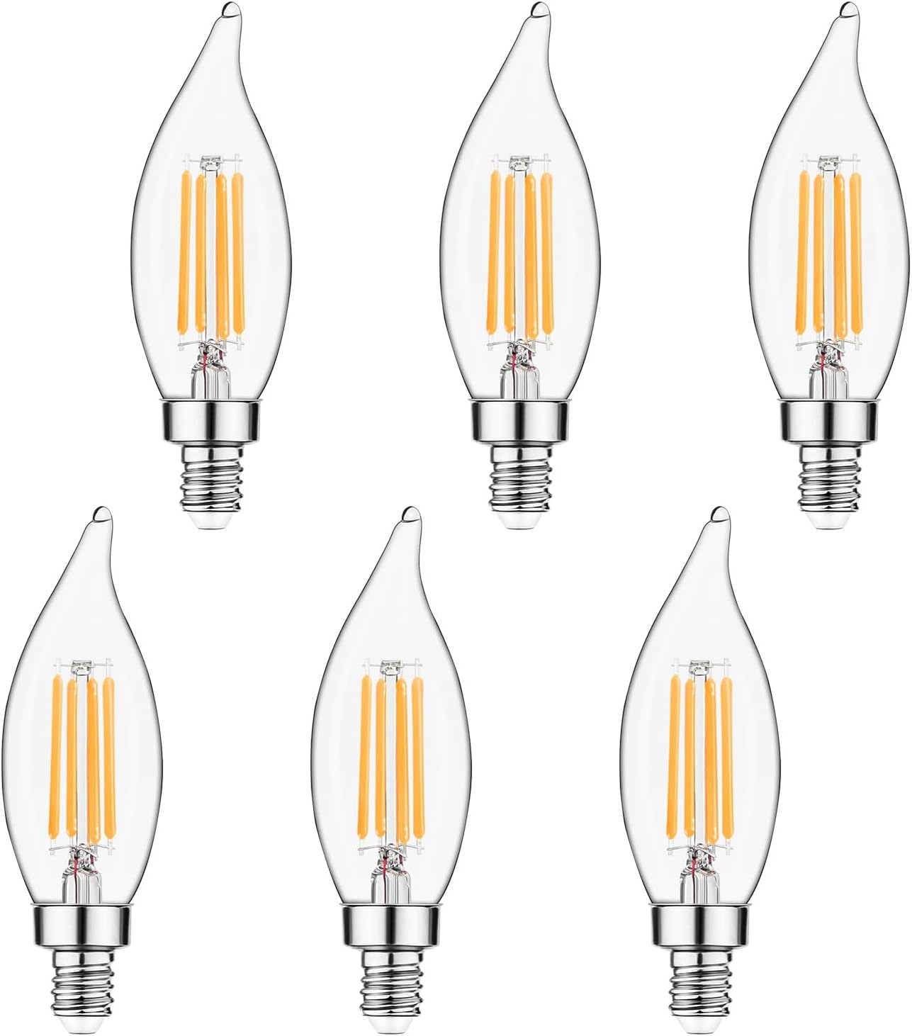 Sigalux E12 LED Candelabra Bulb 60 Watt Equivalent, Dimmable Chandelier Light Bulbs 2700K Soft White, CA10 Candle Bulbs for Chandelier, 5W, 450LM, 6 Pack