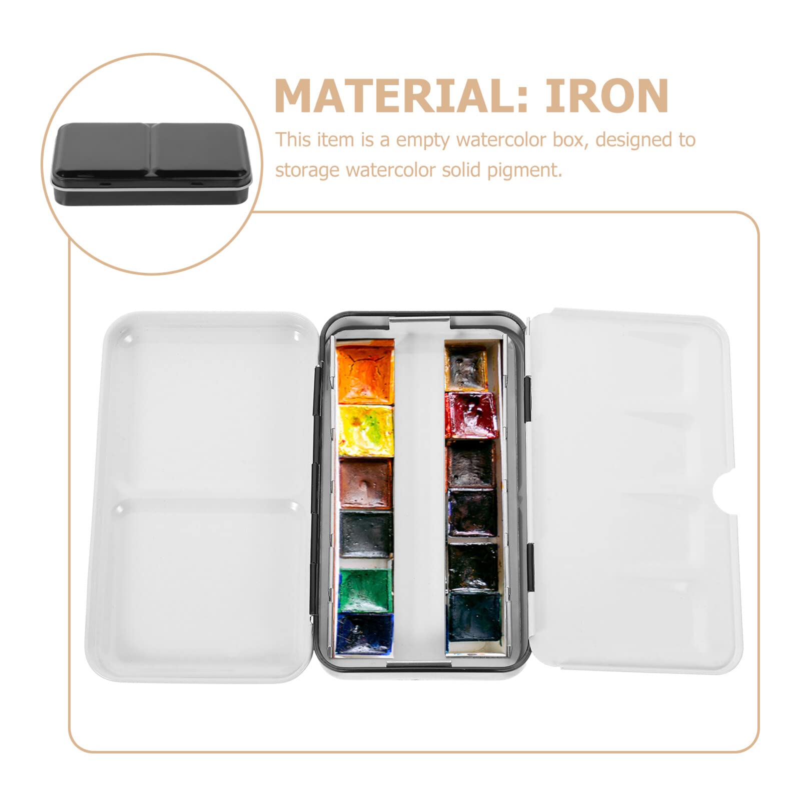 SUPVOX Boîte Vide Aquarelle Métallique Compacte 12 Demi-Godets Palette pour Peinture Voyage Studio Et Extérieur