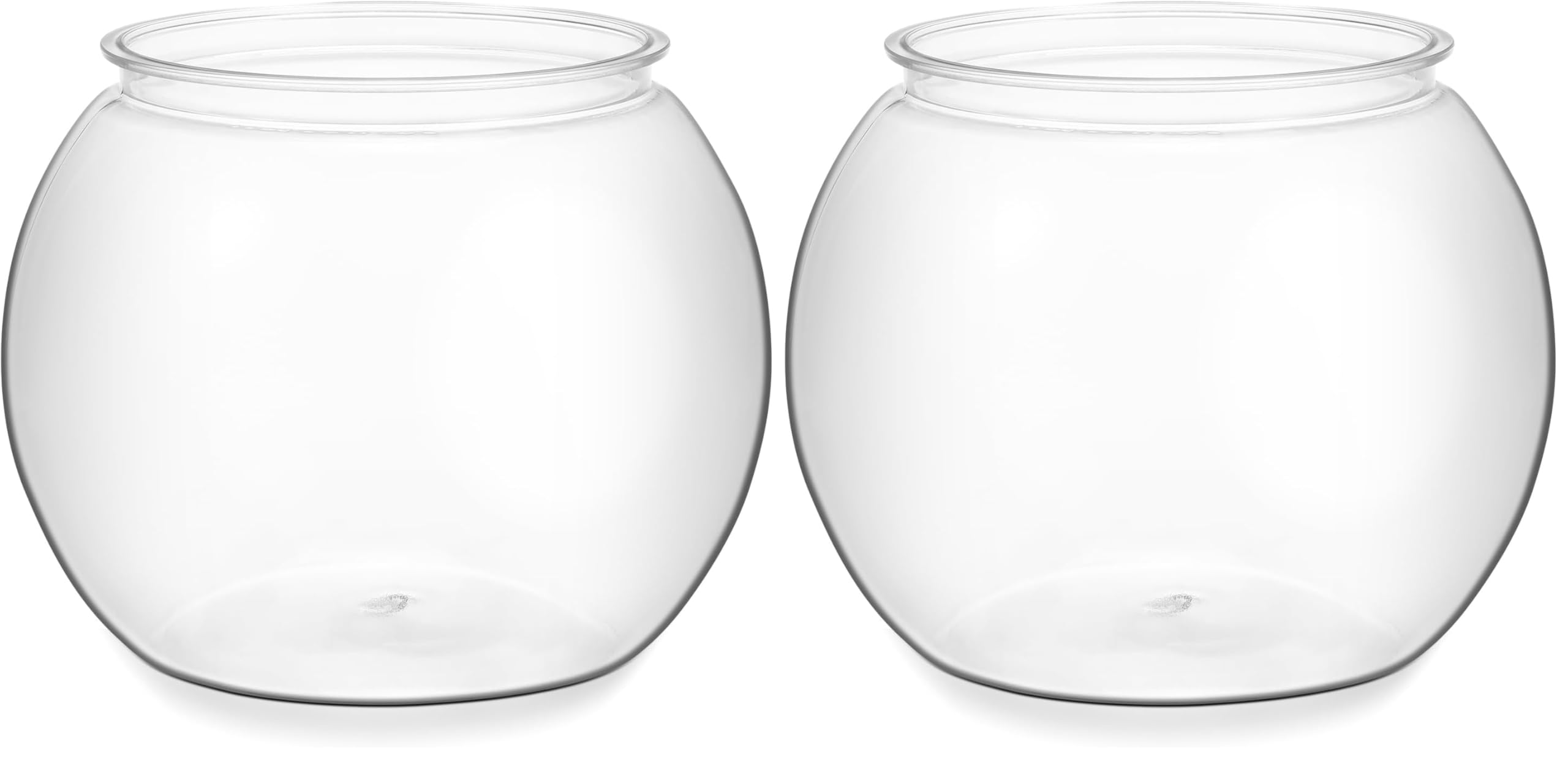 Plastic Clear Fish Bowl, Round Goldfish Betta Fish Tank, Desktop Bubble Bowl Plant Vase Pot for Fish Aquarium, Home Wedding Holiday Party Decor (1 Gallon, 8.6"x6.3") (Pack of 2)