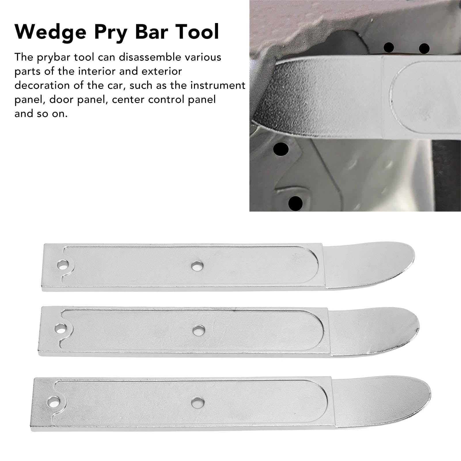 3pcs Sheet Metal Skin Wedge Pry Bar Tool,Pocket Pry Bar, Car Trim Removal Tool Kit, Paneling,Easily Removes Trim, Sheet Metal, Fasteners, and More