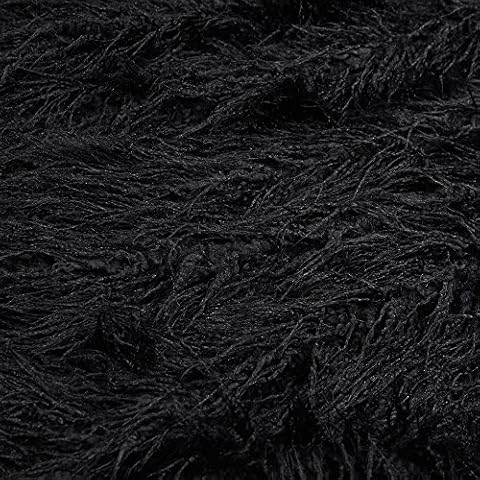 Llama Faux Fur Shaggy Long Hair Ultra Soft Dog Bed, Rug Mat, Cat Snuggle Bed Mat with Soft Suede Lining - Comfy Hypoallergenic Padded Pet Bed Crafted in USA (36x40, Black) Cover