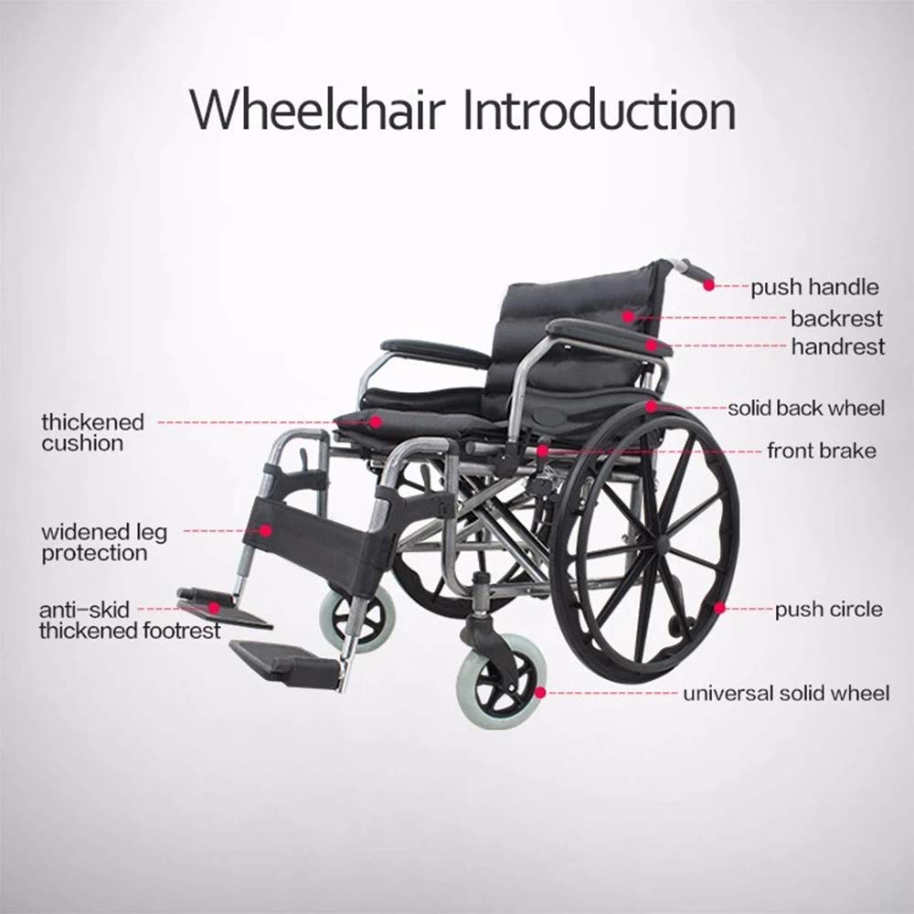 Silla de Ruedas Manual Ligera,Silla de Transporte Plegable con Reposapiés para Ancianos