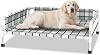 Elevated Raised Outdoor Dog Bed - Cooling Washable Dog Cot with Guardrail, Durable & Breathable Cotton Mesh Pet Hammock Beds with Stainless Steel Pipe Frame for Small Pets 34'' x 26'' x 12''