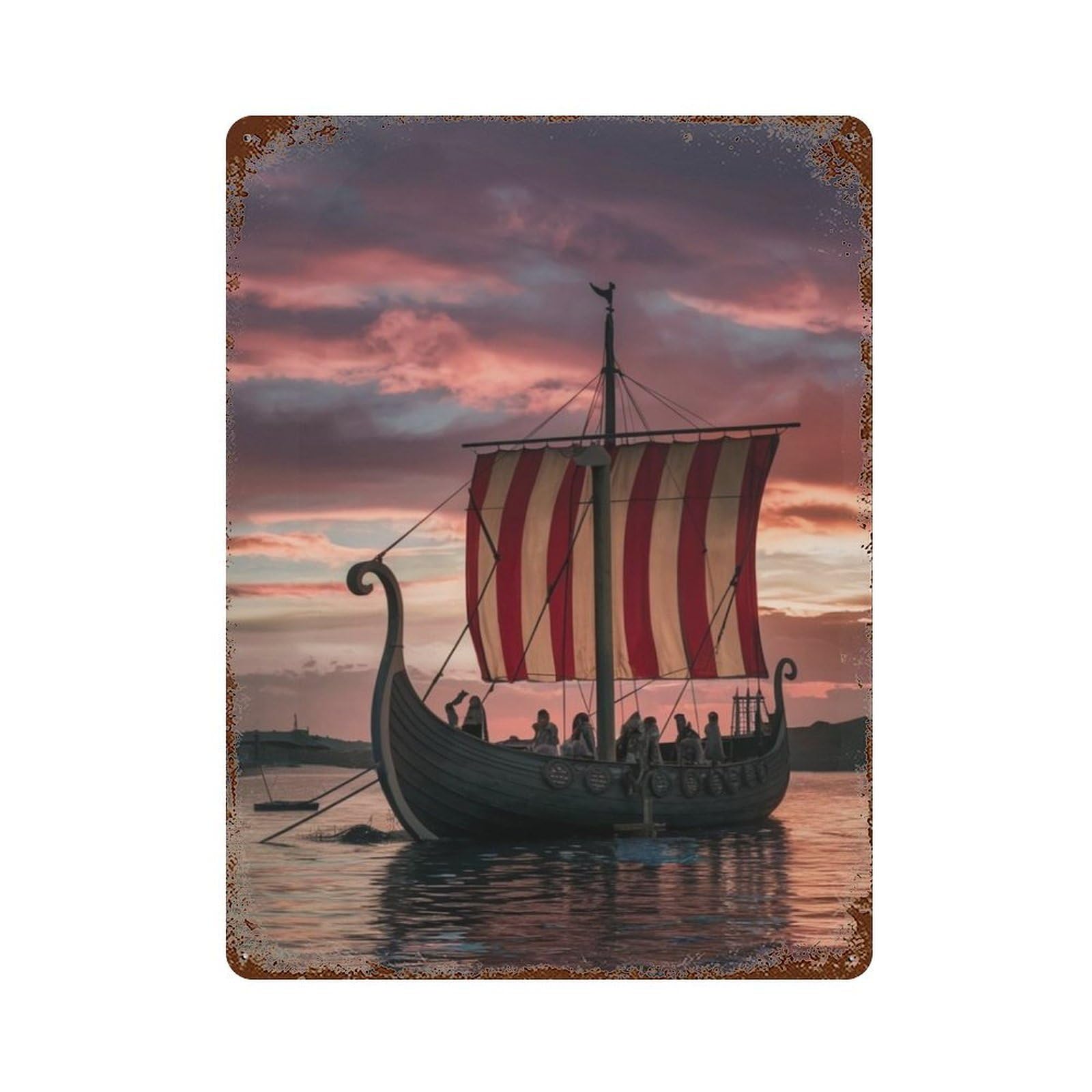 xiaoxiaoshen Viking Ship In Misty Fjord (2) Wall Decor Art Metal Tin Poster Modern Home Decor Art Home Bar Shop Decorations Vintage Sign 40x30cm