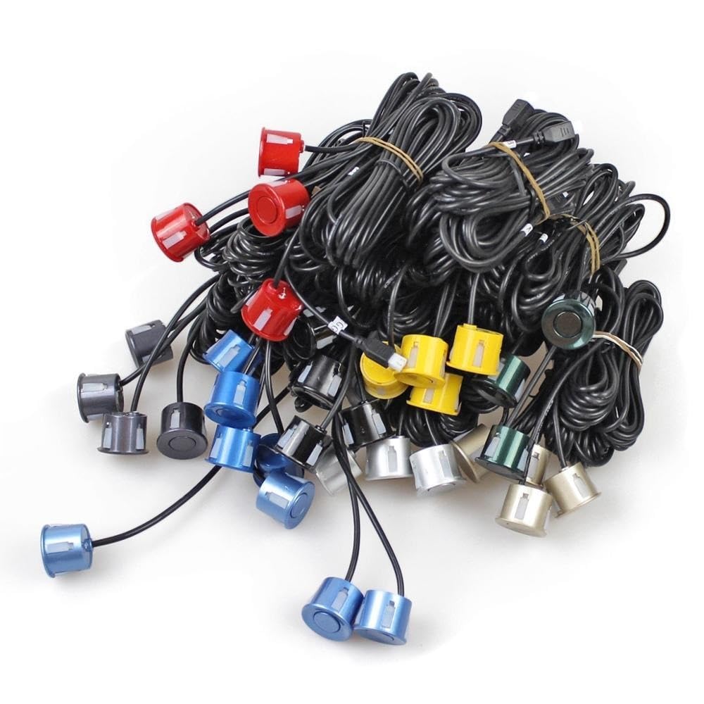 Kit sensori parcheggio Kit visione posteriore con allarme | Kit visione posteriore con allarme per paraurti posteriore con radar di parcheggio a 4 sensori, argento e bianco