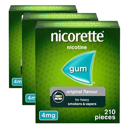 Image of Nicorette 4mg Gum Original Flavour (210 Pieces), Discreet Stop Smoking and Stop Vaping Aid to Help You Quit for Good, Tackle Cravings and Withdrawal Symptoms, Nicotine Gum (Quit Smoking or Vaping)