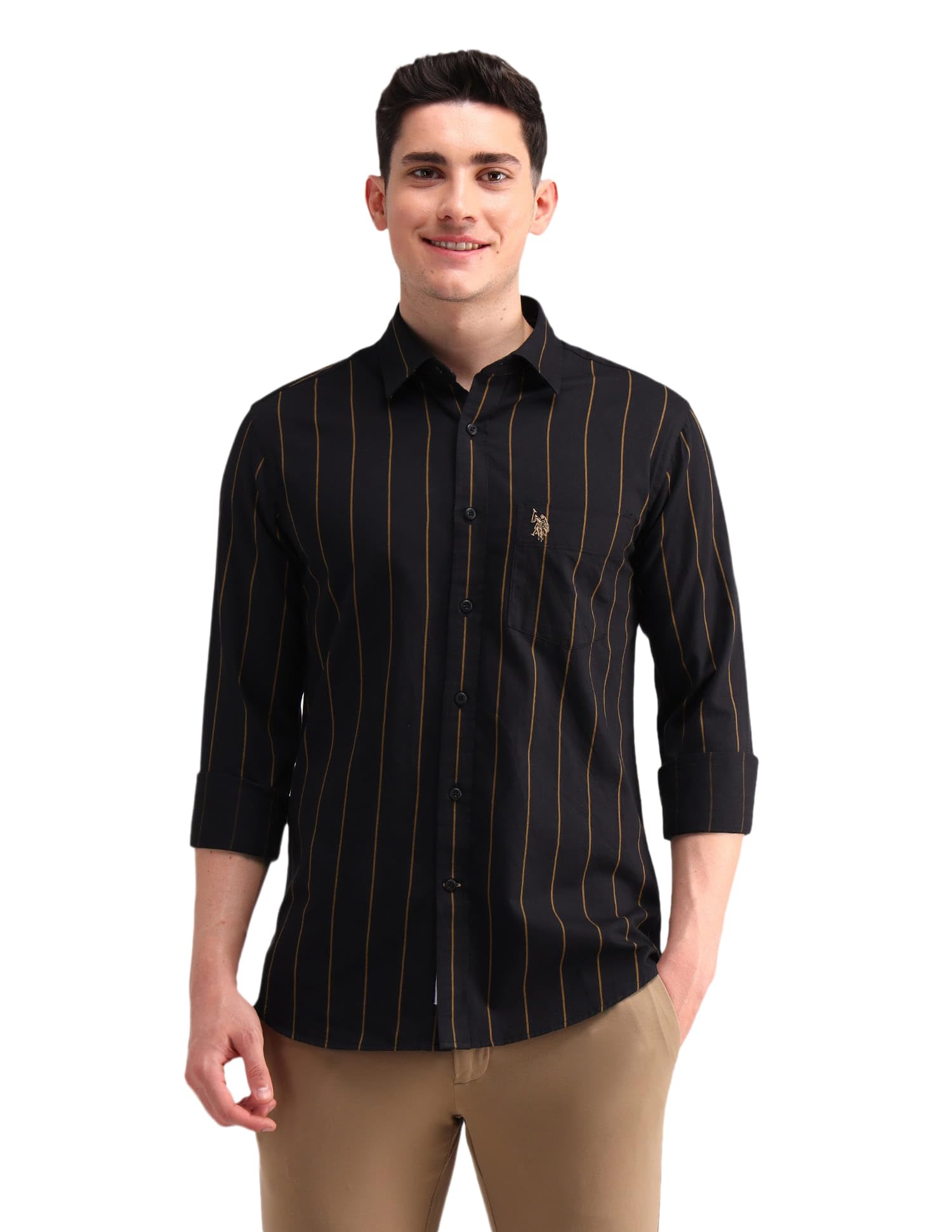 Striped Slim Fit Formal Shirts for Men - 100% Cotton, Full Sleeve Mens Casual Shirts-image-1