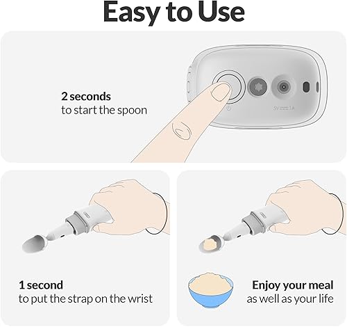 Miniatura 8 de GYENNO Utensilios adaptativos para temblor de manos, juego de cuchara y tenedor Parkinson ligero con soporte de temblor en tiempo real, utensilios