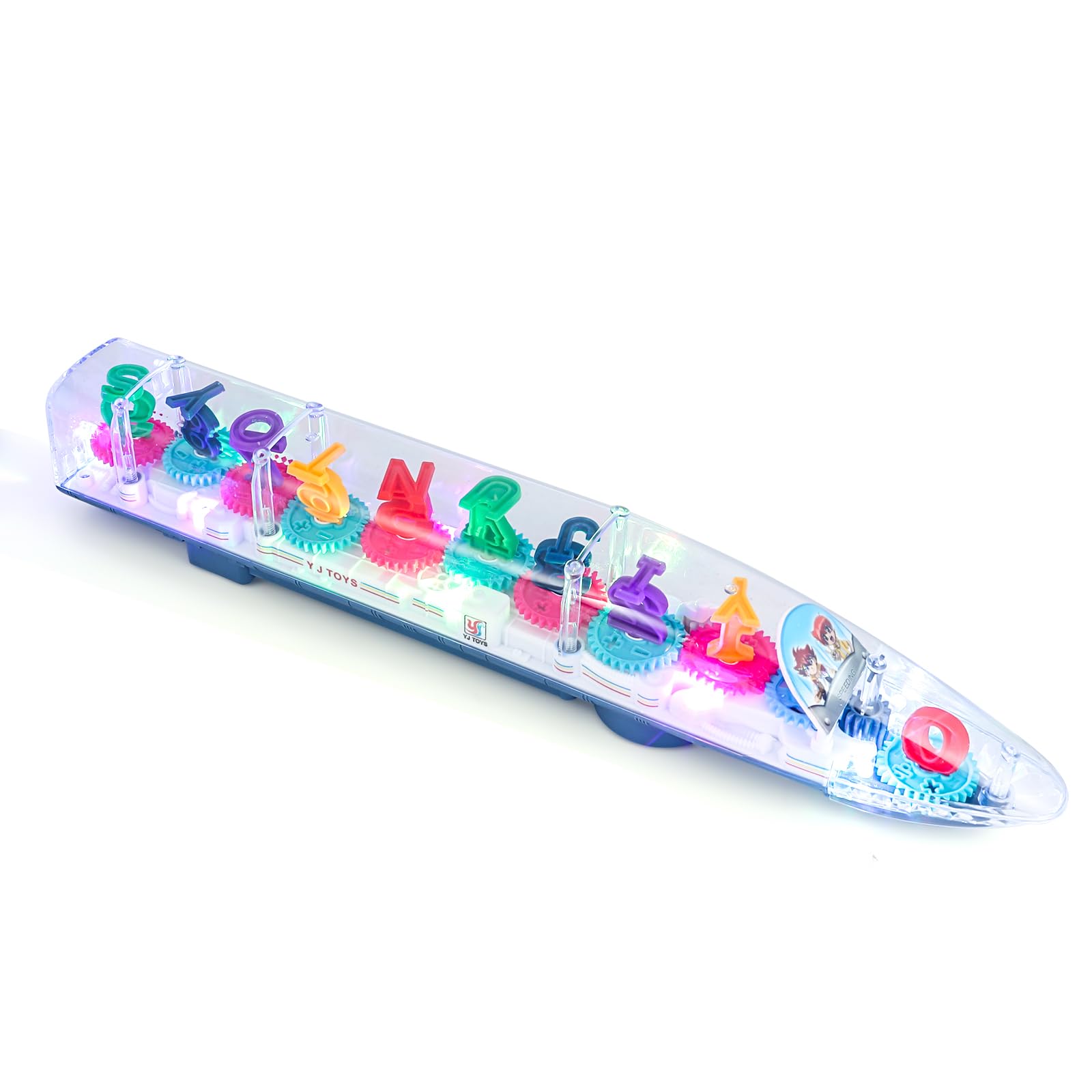 ZHFUYS Transparent 3D Lightning Bullet Train, Bump & Go Train for Kids with Music, Auto Direction Change, Creative Gift