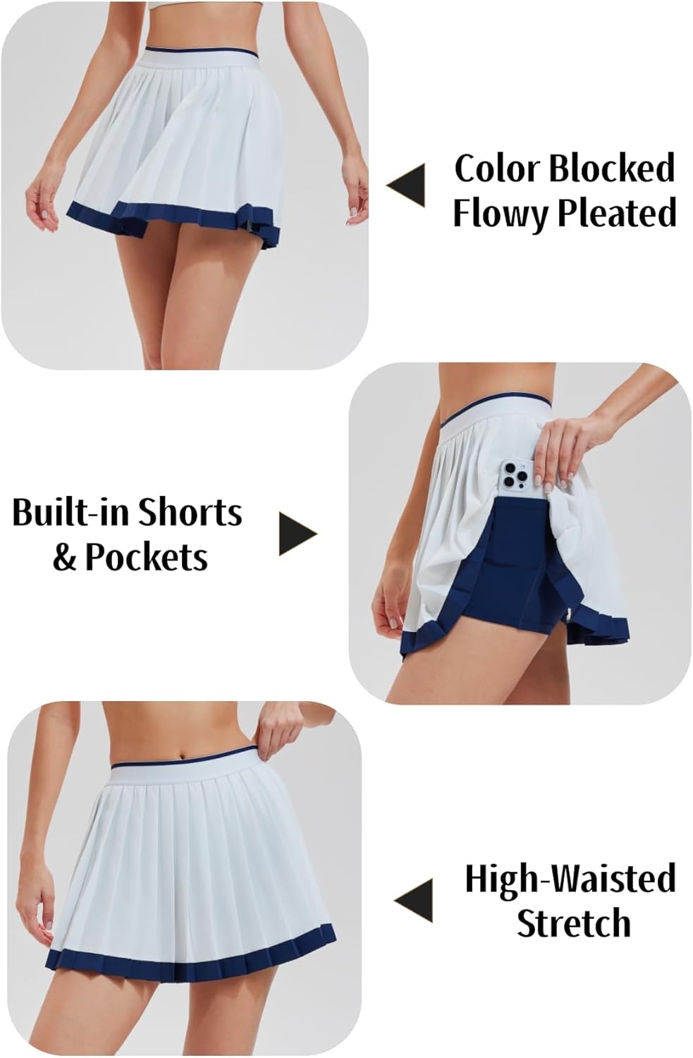 AFZ Tennis Outfits Polo Top and Color Blocked Pleated Tennis Dress Golf Outfits for Women Athletic Dress with Shorts